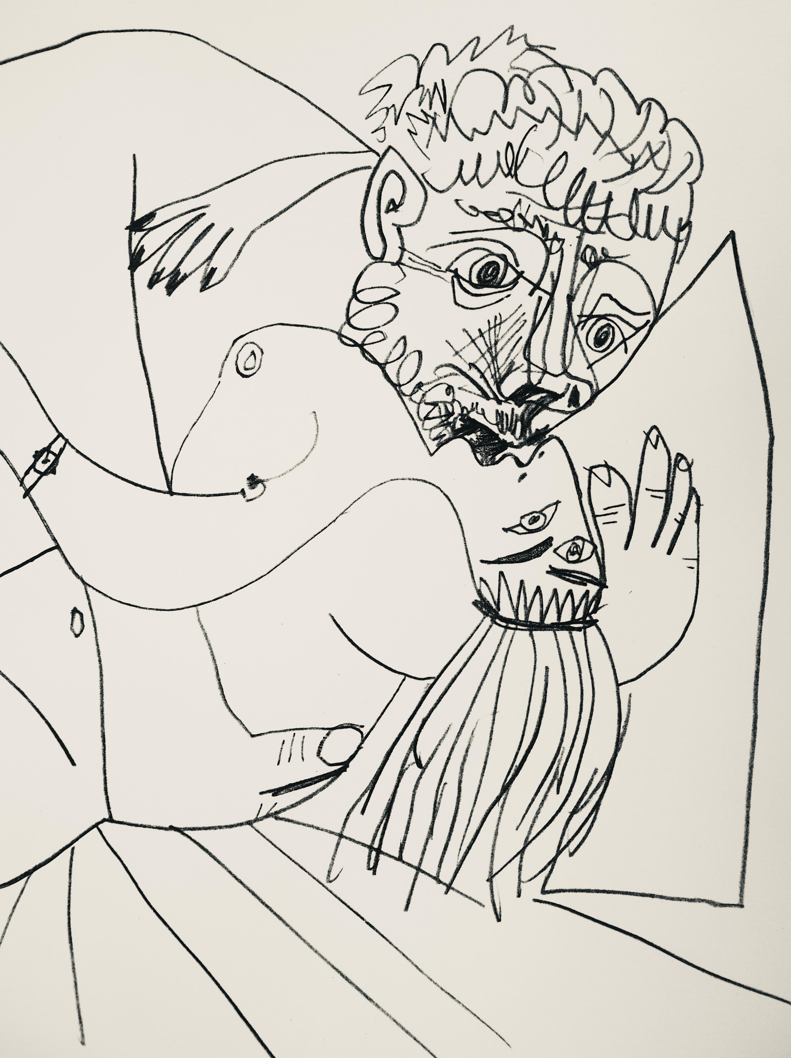 Picasso, Composition (Orozco 193-204), Au Baiser D'Avignon (after) - Beige Landscape Print by Pablo Picasso