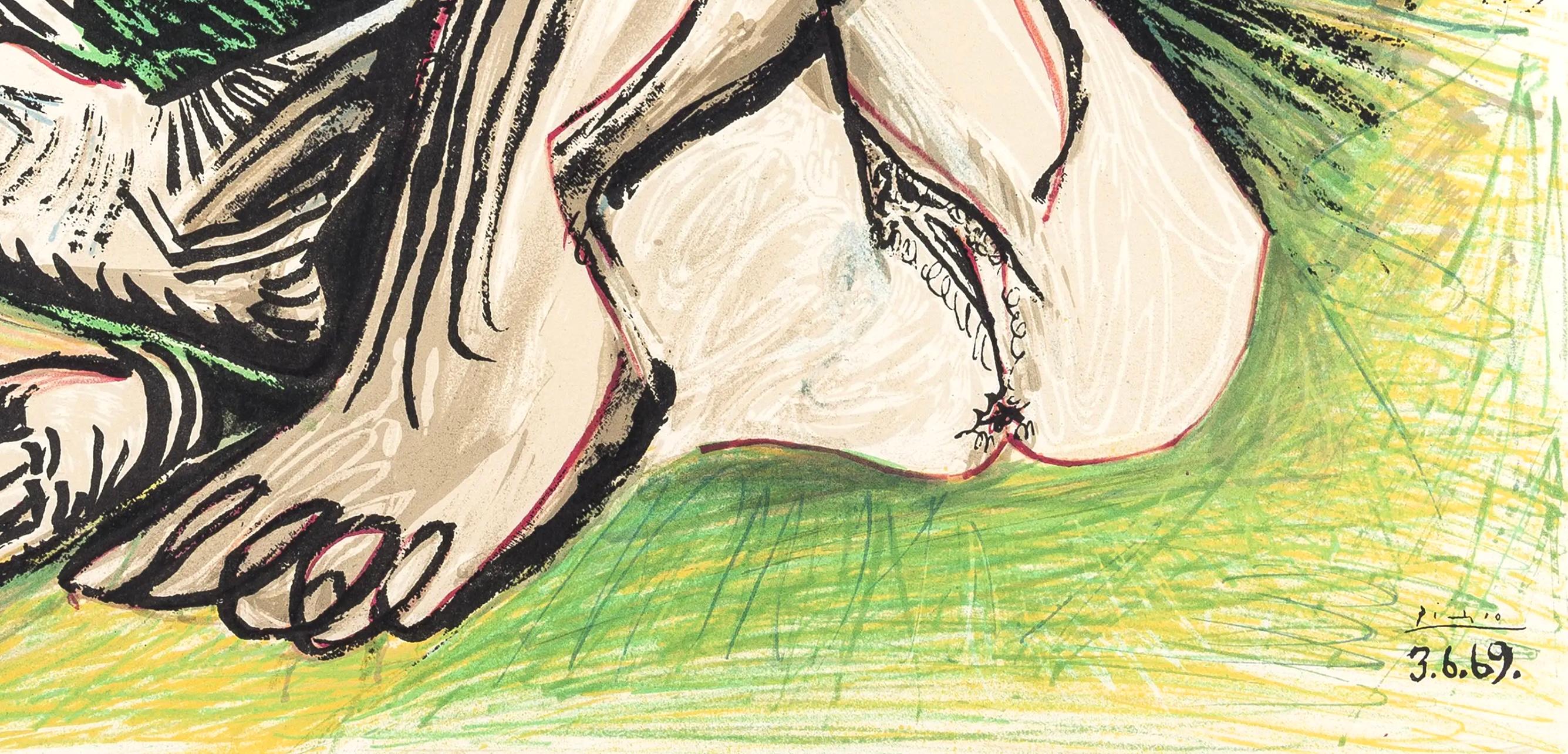 Picasso, Composition (Orozco 193-204), Au Baiser D'Avignon (after) - Beige Figurative Print by Pablo Picasso