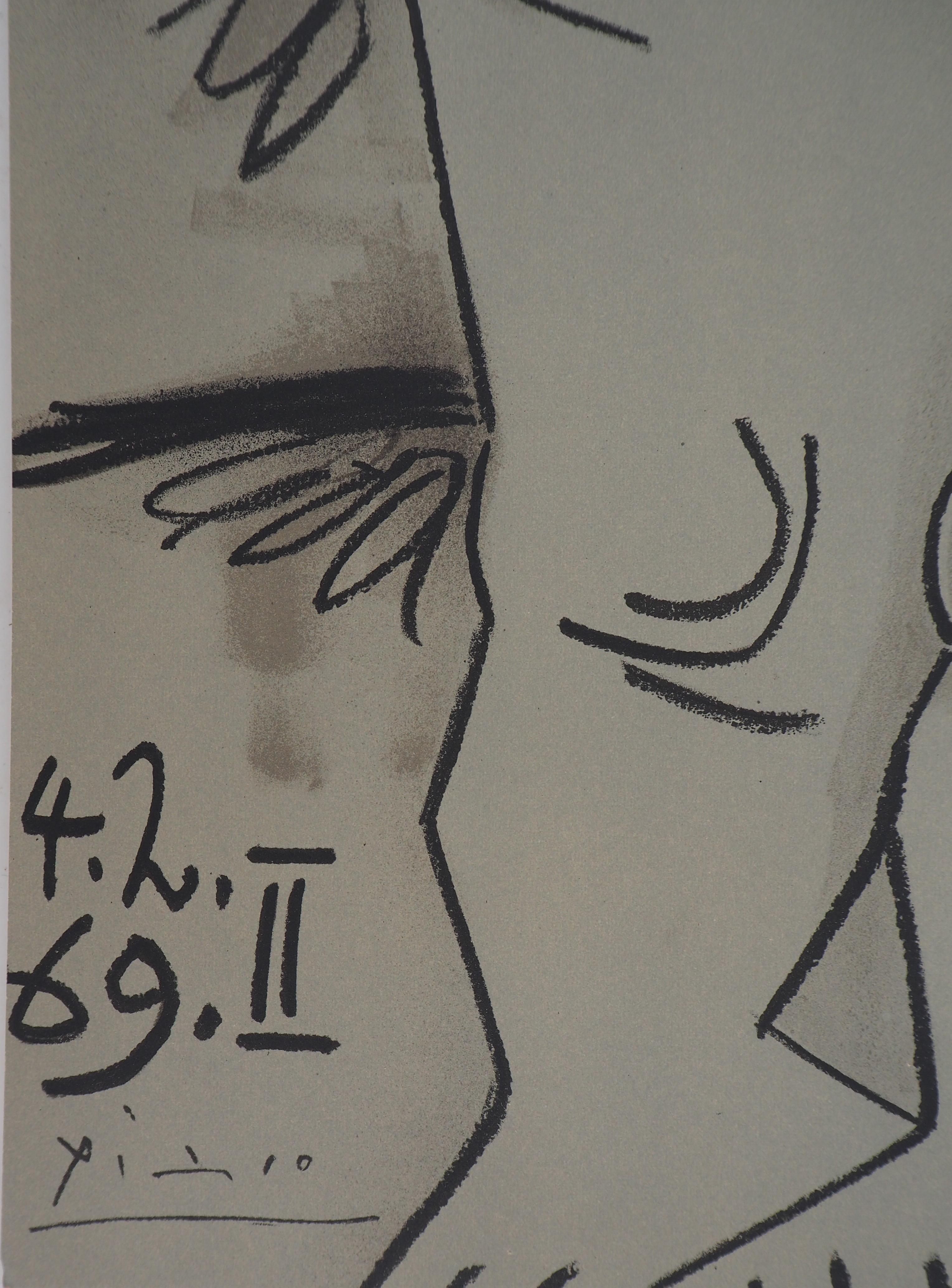 Picasso, Composition (Orozco 193-204), Au Baiser D'Avignon (after) - Gray Figurative Print by Pablo Picasso