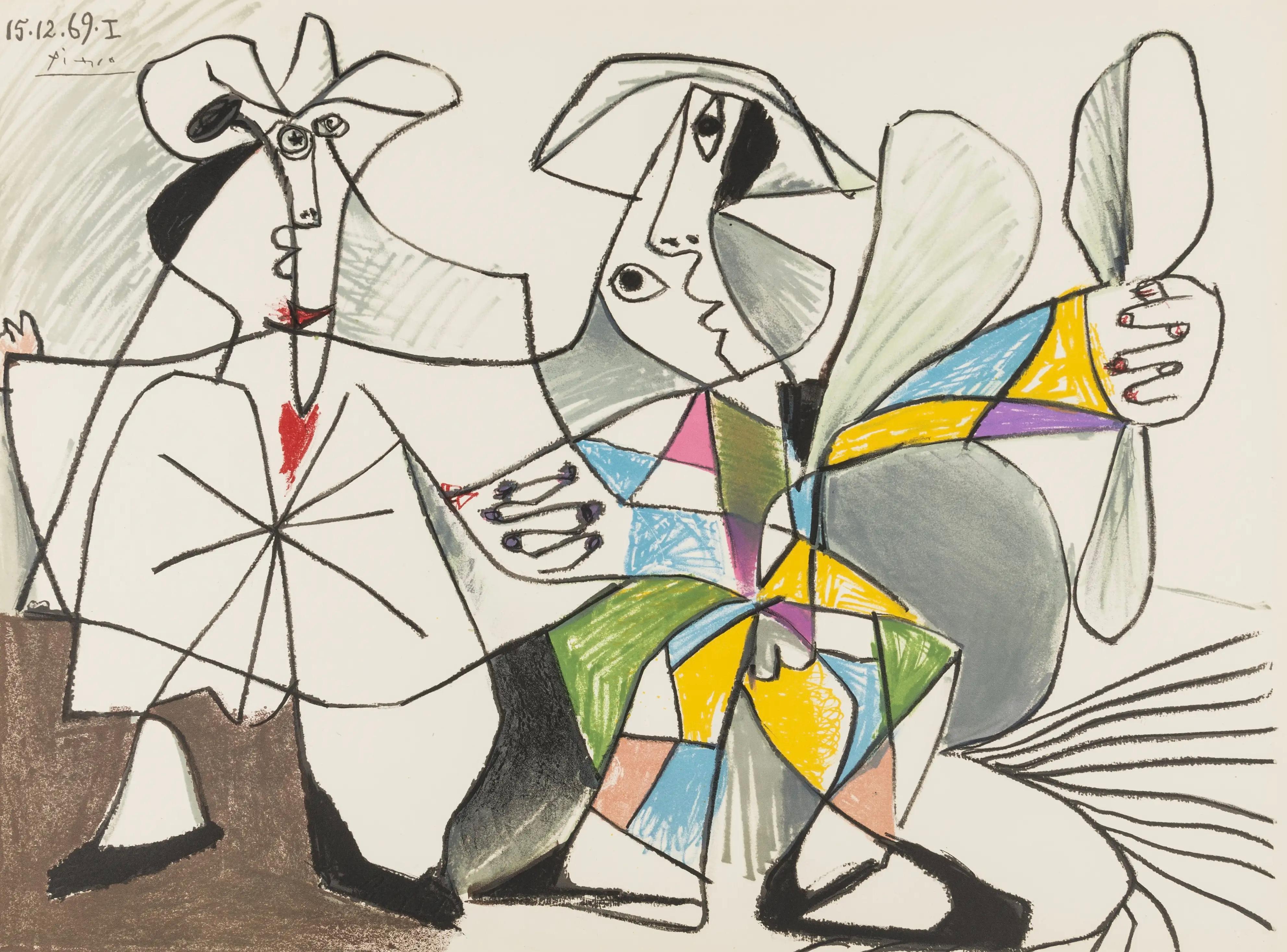 Pablo Picasso Landscape Print - Picasso, Composition (Orozco 193-204), Au Baiser D'Avignon (after)