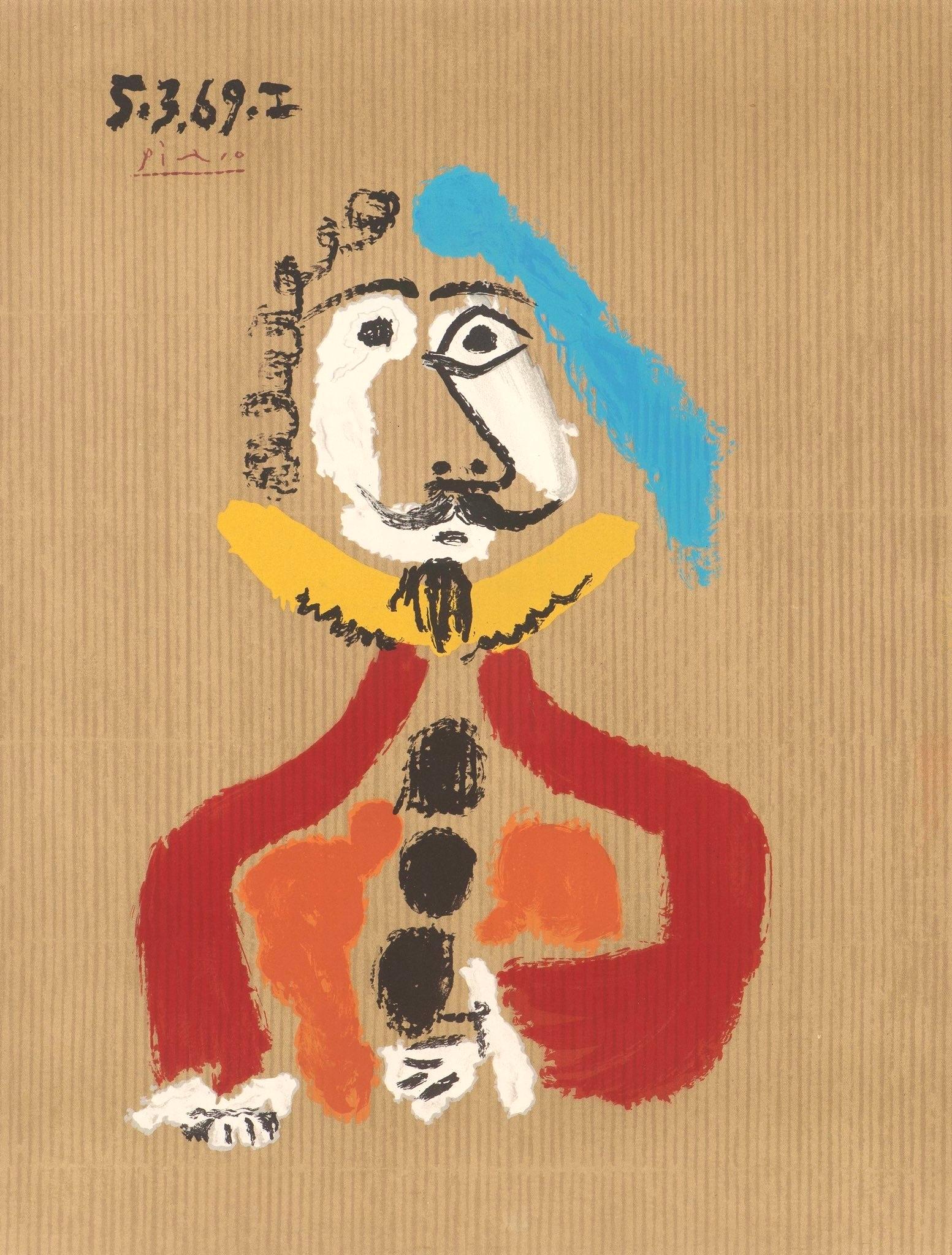 Lithograph on vélin d’Arches paper. Signed in the plate, as issued. Good condition. Notes: From the folio, Picasso, Vingt-Neuf Portraits Imaginaires, 1969. Published by Éditions Cercle d'Art, Paris; rendered by Marcel Salinas, Paris; printed by
