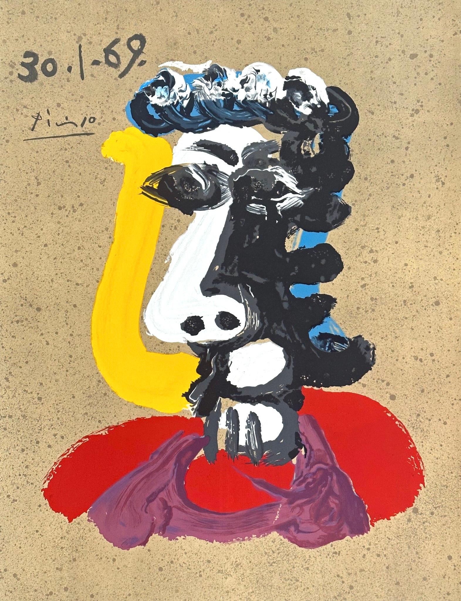 Lithographie sur papier vélin d'Arches. Signé dans la plaque, tel que publié. Bon état. Notes : Extrait du folio, Picasso, Vingt-Neuf Portraits Imaginaires, 1969. Publié par les Éditions Cercle d'Art, Paris ; rendu par Marcel Salinas, Paris ;