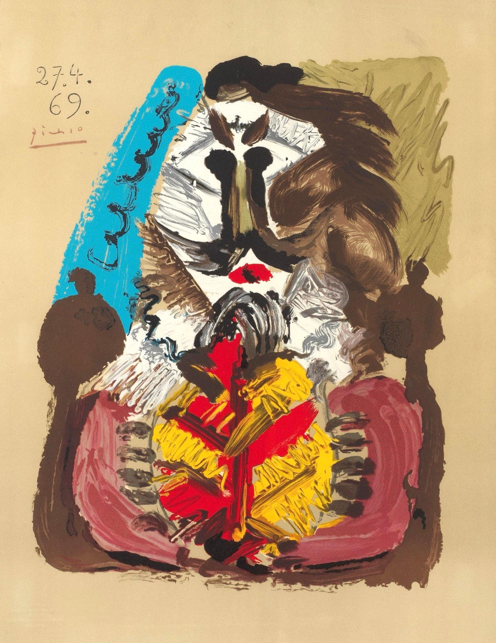 Lithograph on vélin d’Arches paper. Signed in the plate, as issued. Good condition. Notes: From the folio, Picasso, Vingt-Neuf Portraits Imaginaires, 1969. Published by Éditions Cercle d'Art, Paris; rendered by Marcel Salinas, Paris; printed by