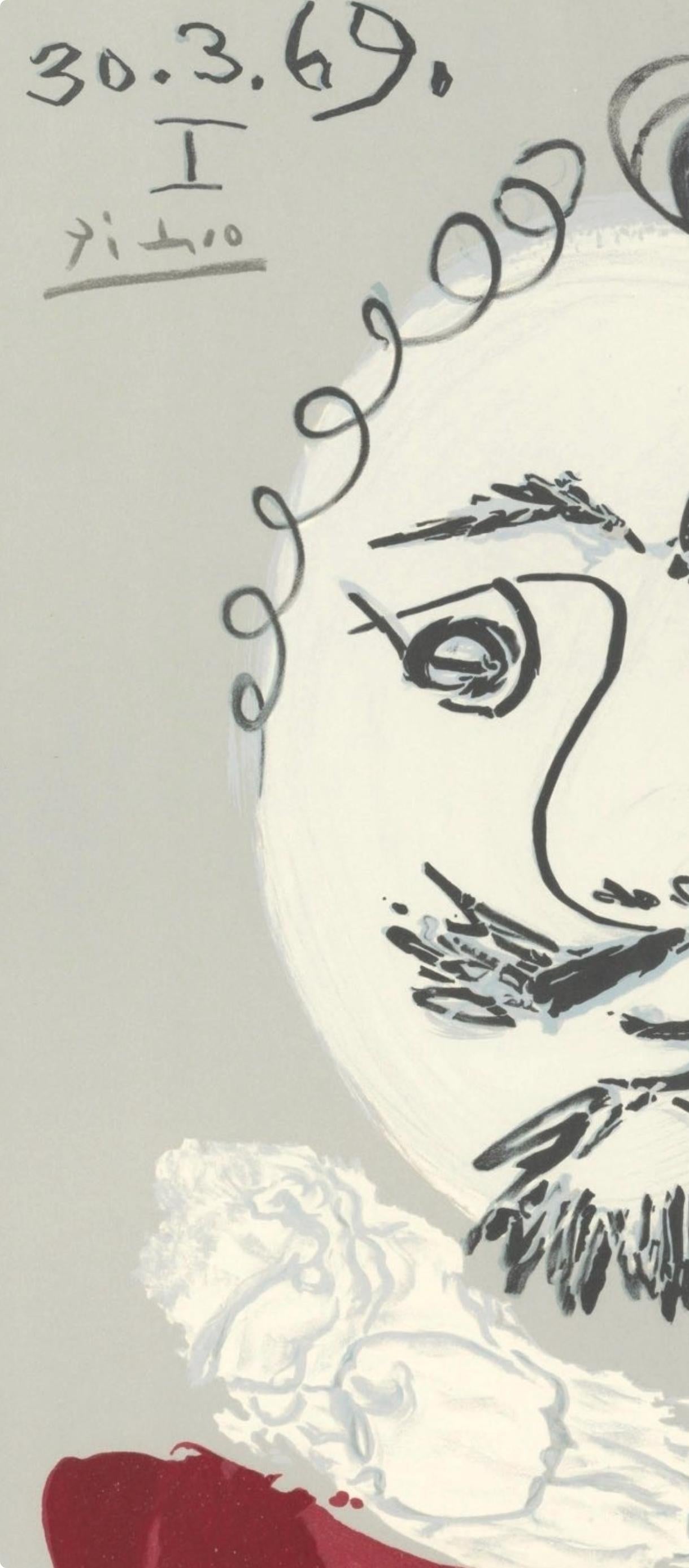 Lithograph on vélin d’Arches paper. Signed in the plate, as issued. Good condition. Notes: From the folio, Picasso, Vingt-Neuf Portraits Imaginaires, 1969. Published by Éditions Cercle d'Art, Paris; rendered by Marcel Salinas, Paris; printed by