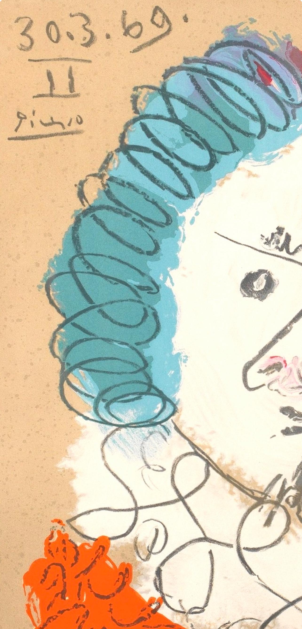 Lithographie sur papier vélin d'Arches. Signé dans la plaque, tel que publié. Bon état. Notes : Extrait du folio, Picasso, Vingt-Neuf Portraits Imaginaires, 1969. Publié par les Éditions Cercle d'Art, Paris ; rendu par Marcel Salinas, Paris ;