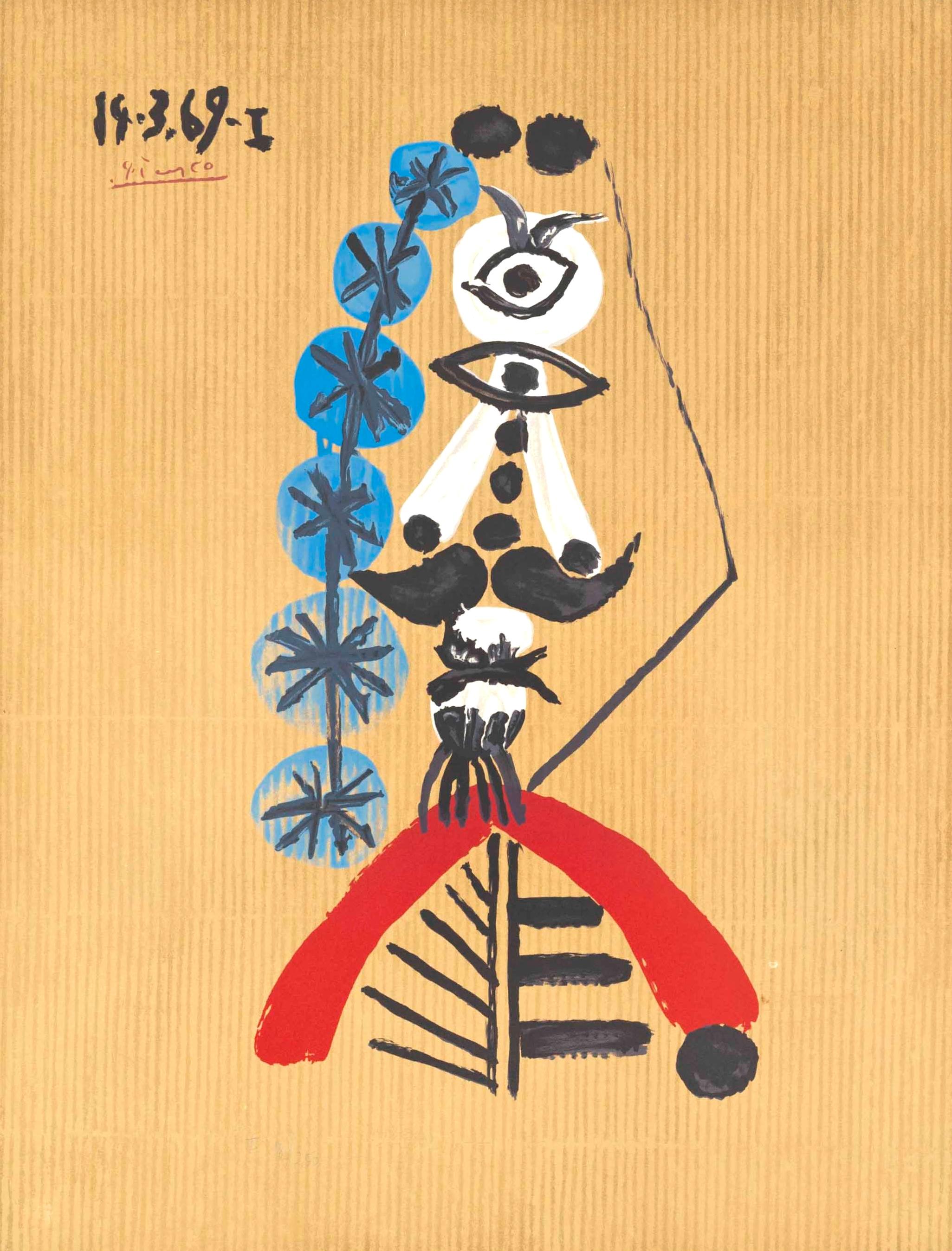Lithograph on vélin d’Arches paper. Signed in the plate, as issued. Good condition. Notes: From the folio, Picasso, Vingt-Neuf Portraits Imaginaires, 1969. Published by Éditions Cercle d'Art, Paris; rendered by Marcel Salinas, Paris; printed by