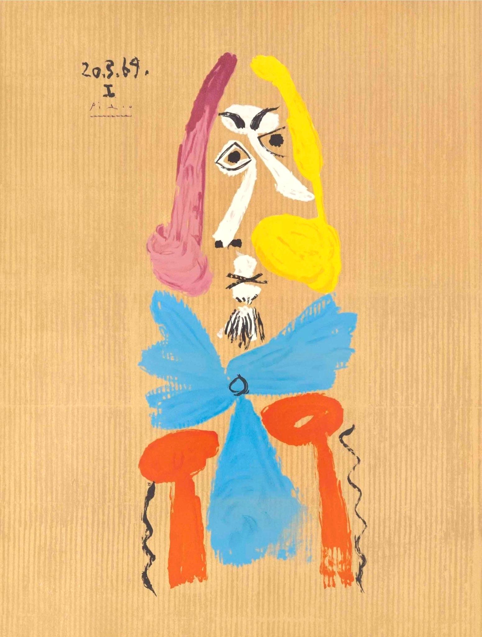 Lithograph on vélin d’Arches paper. Signed in the plate, as issued. Good condition. Notes: From the folio, Picasso, Vingt-Neuf Portraits Imaginaires, 1969. Published by Éditions Cercle d'Art, Paris; rendered by Marcel Salinas, Paris; printed by