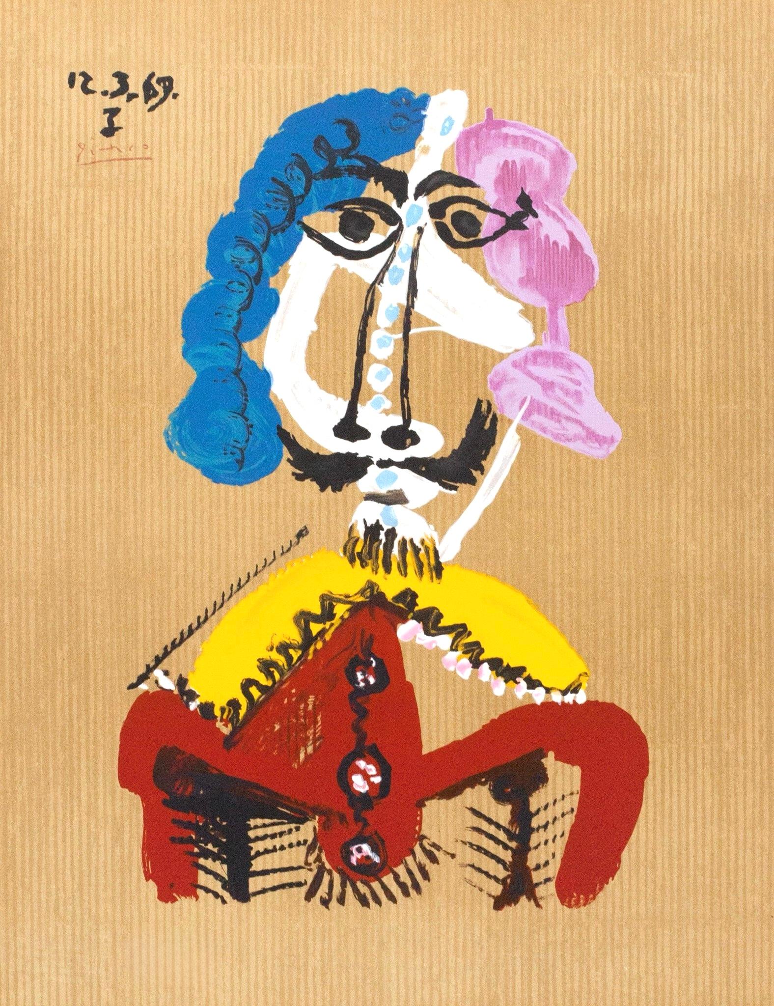 Lithograph on vélin d’Arches paper. Signed in the plate, as issued. Good condition. Notes: From the folio, Picasso, Vingt-Neuf Portraits Imaginaires, 1969. Published by Éditions Cercle d'Art, Paris; rendered by Marcel Salinas, Paris; printed by