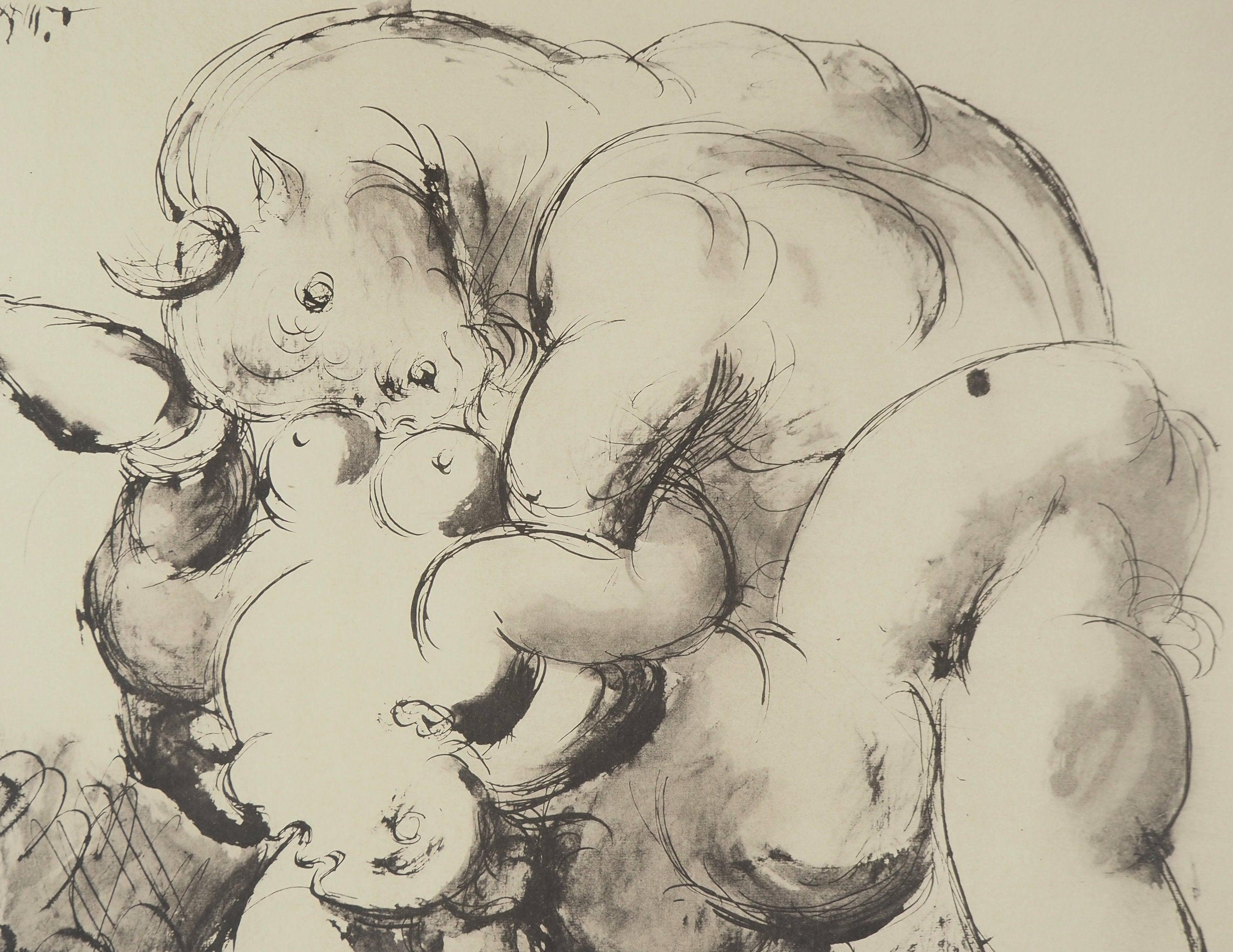 Picasso, Composition (Orozco 238), Picasso, La flûte double (d'après) - Print de Pablo Picasso