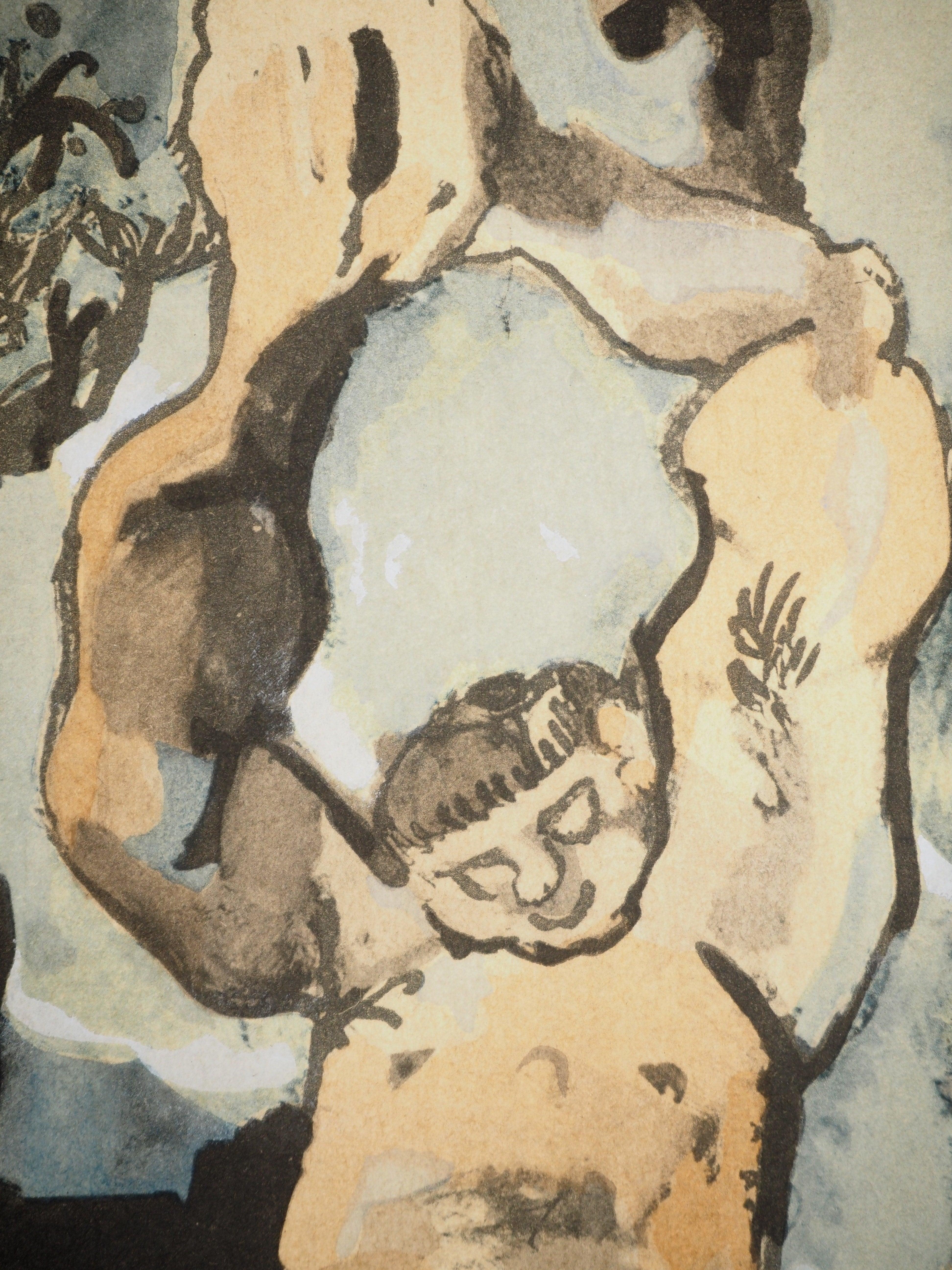 Picasso, Composition (Orozco 238), Picasso, La flûte double (d'après) - Beige Landscape Print par Pablo Picasso