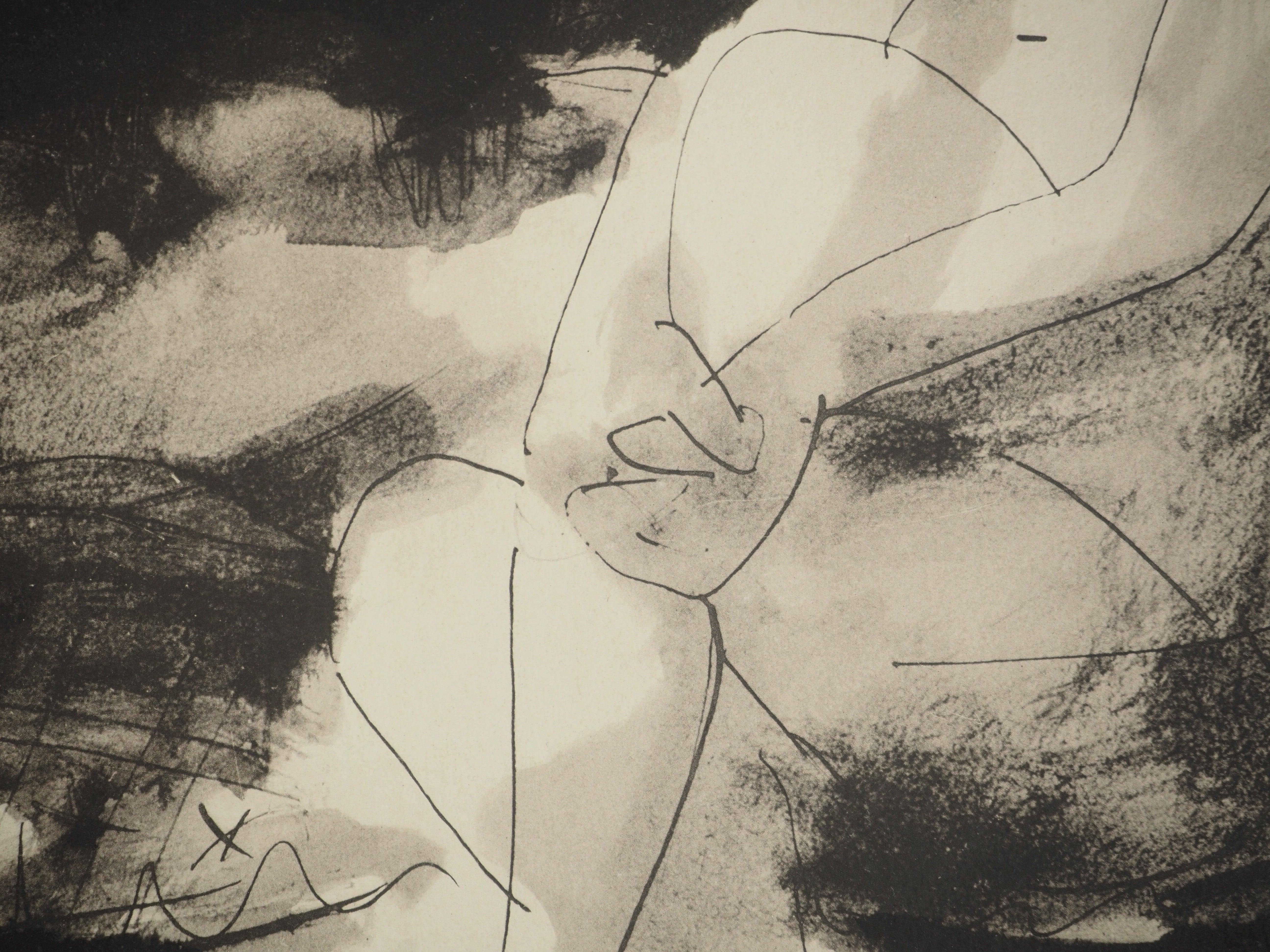 Picasso, Composition (Orozco 238), Picasso, La flûte double (d'après) - Noir Landscape Print par Pablo Picasso