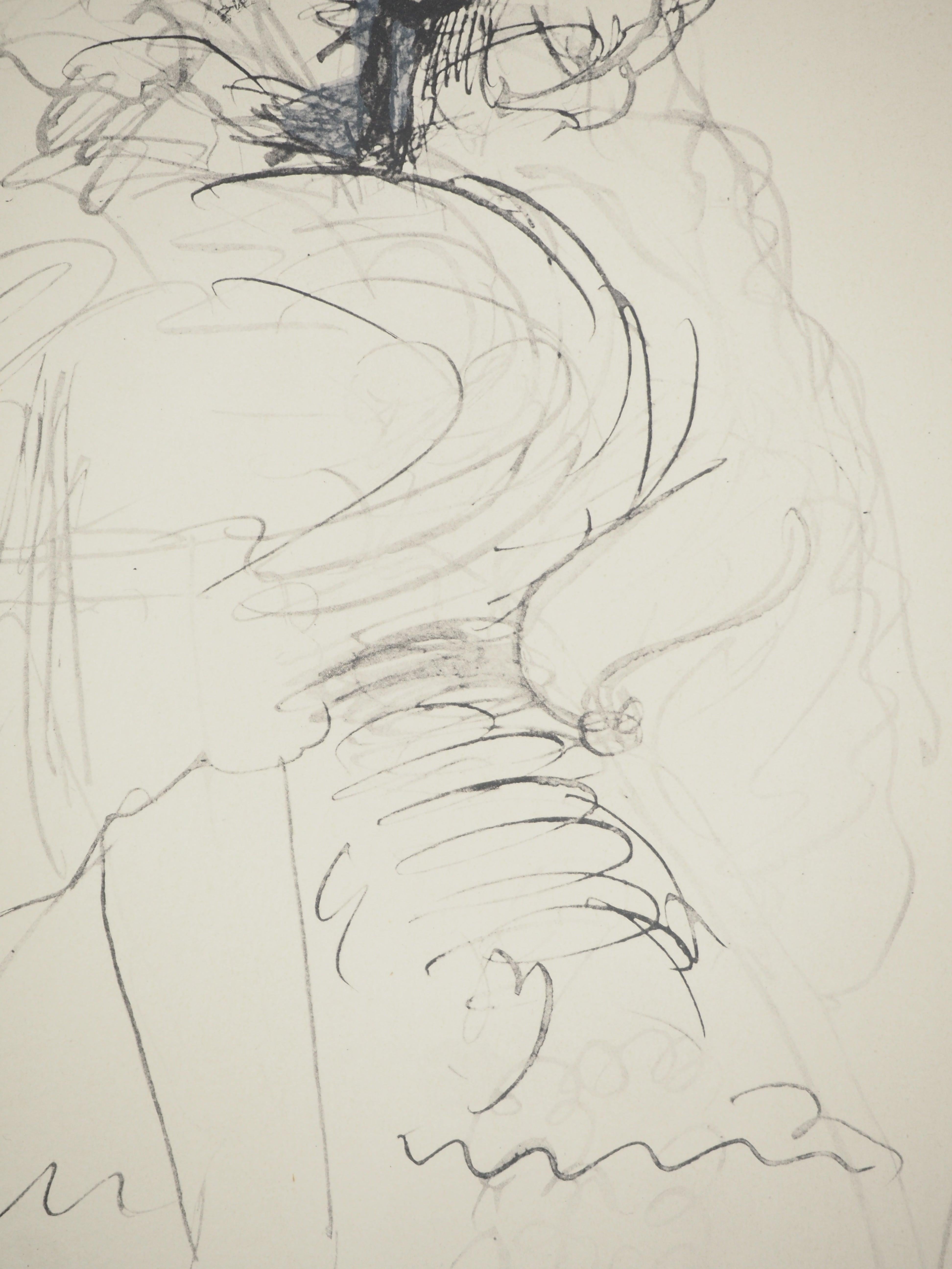Picasso, Composition (Orozco 238), Picasso, La flûte double (d'après) - Beige Landscape Print par Pablo Picasso
