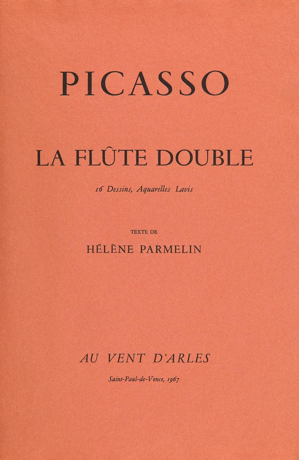 Lithograph and stencil on papier a la cuve du moulin Richard de Bas paper, spécialement filigrané pour cette édition. Unsigned and unnumbered, as issued. Good condition. Notes: From the folio, Picasso, La flûte double, 16 Dessins, Aquarelles Lavis.