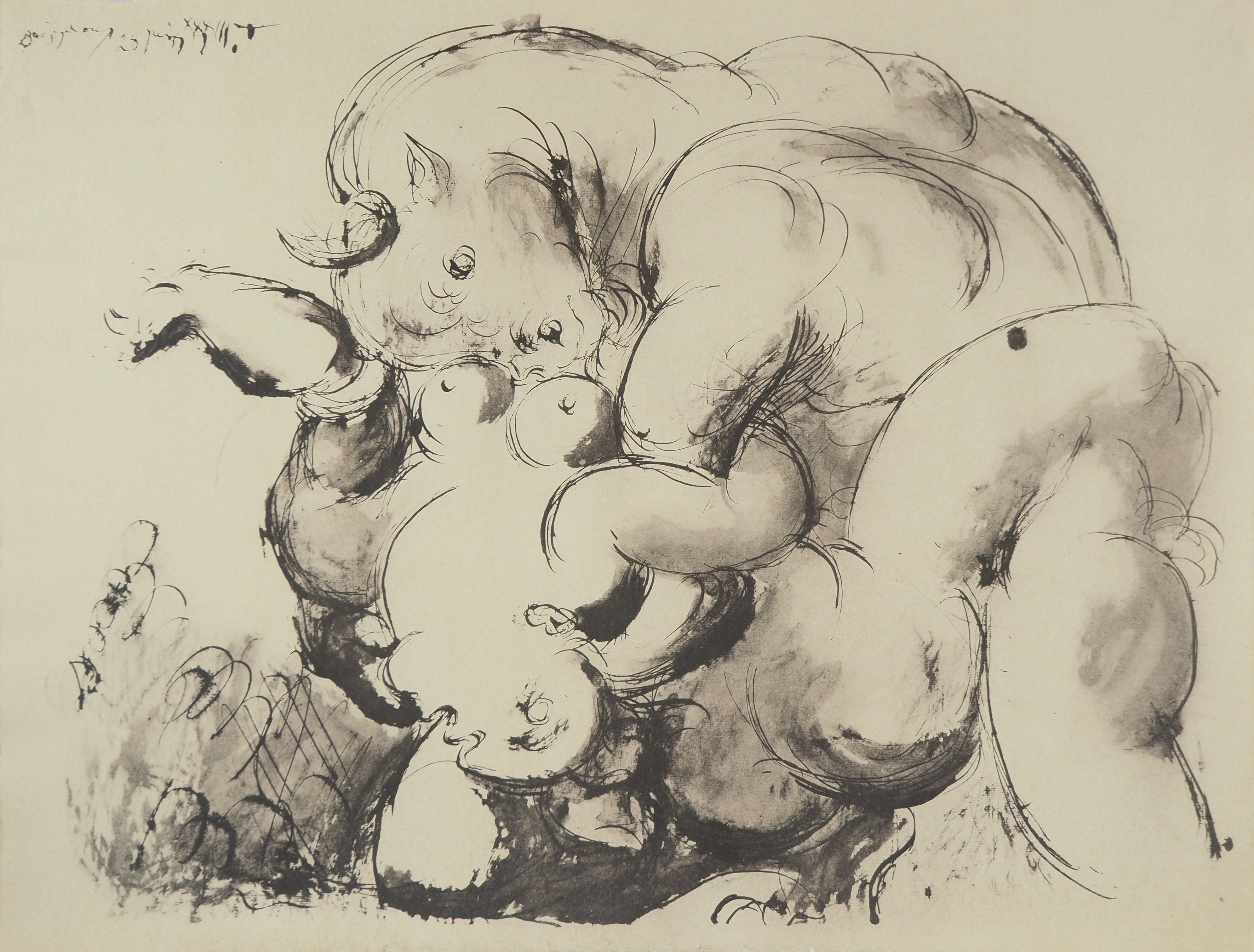 Landscape Print Pablo Picasso - Picasso, Composition (Orozco 238), Picasso, La flûte double (d'après)