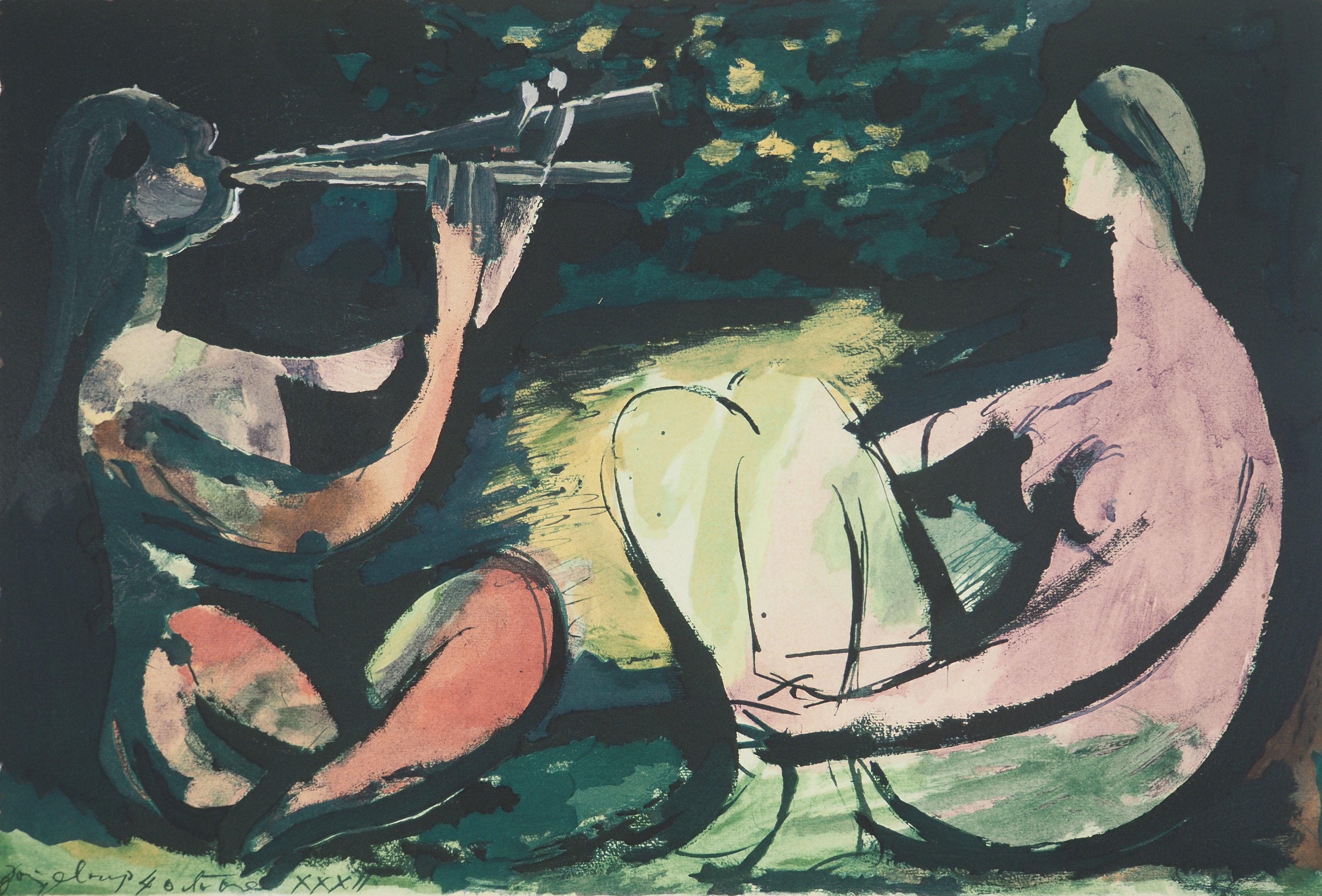 Picasso, Composition (Orozco 238), Picasso, La flûte double (after)