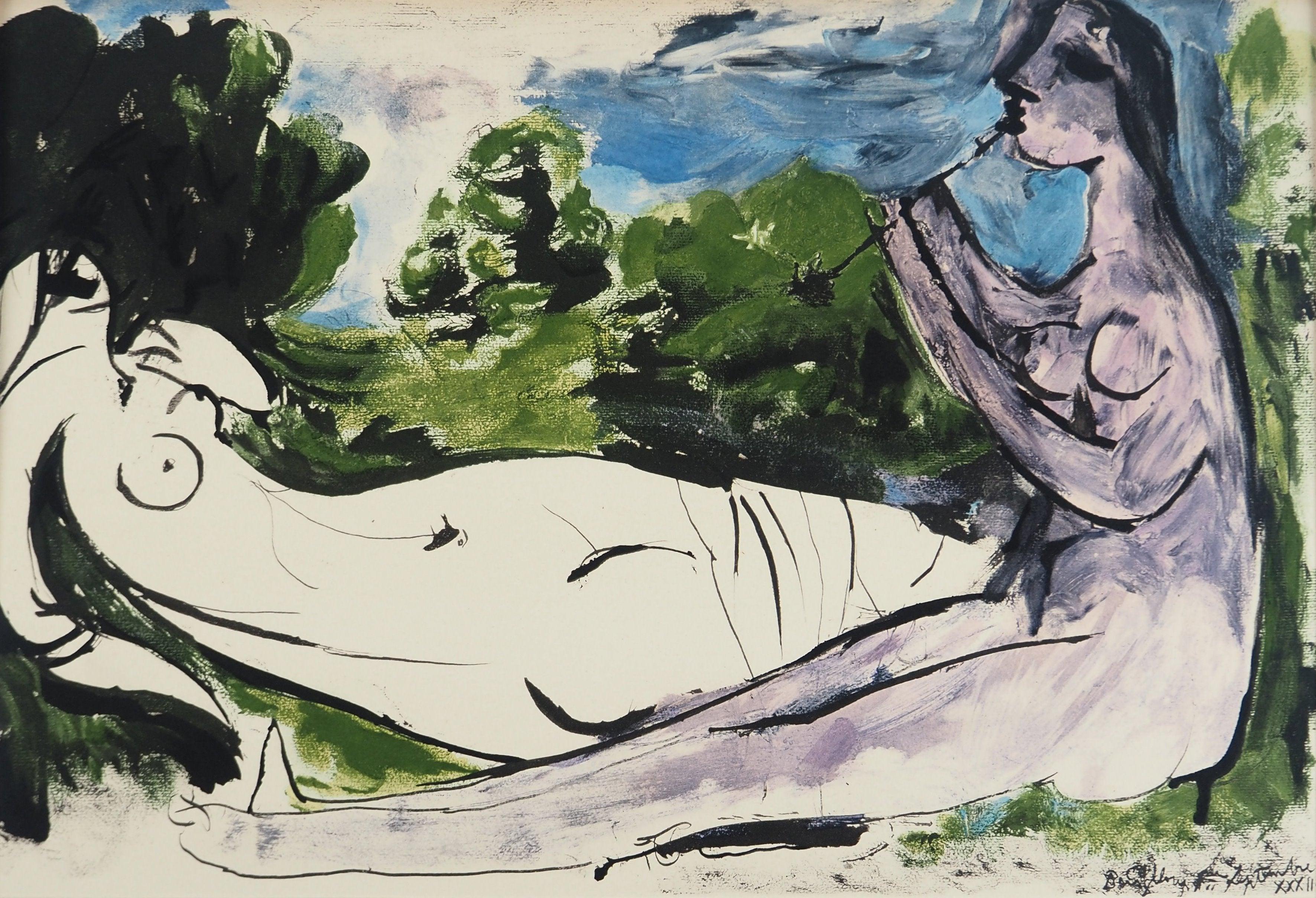 Picasso, Composición (Orozco 238), Picasso, La flauta doble (después)