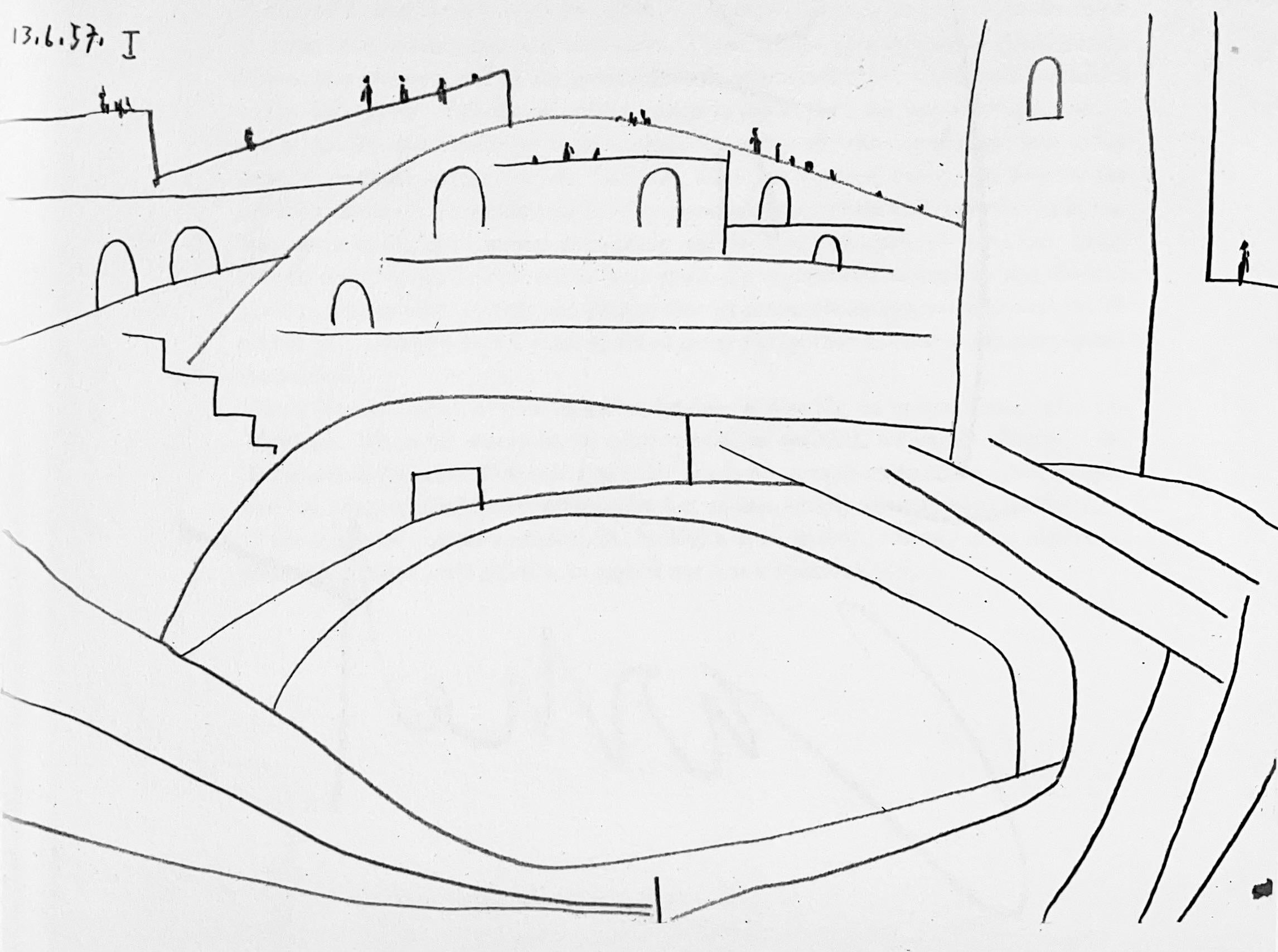 Héliogravure on vélin paper. Paper Size: 14.75 x 10.5 inches. Inscription: Unsigned and unnumbered, as issued. Notes: From the album, Pablo Picasso, Toros y toreros, 1961. Published by Les Éditions Cercle d'Art, Paris; printed by Bosson et Auclair,