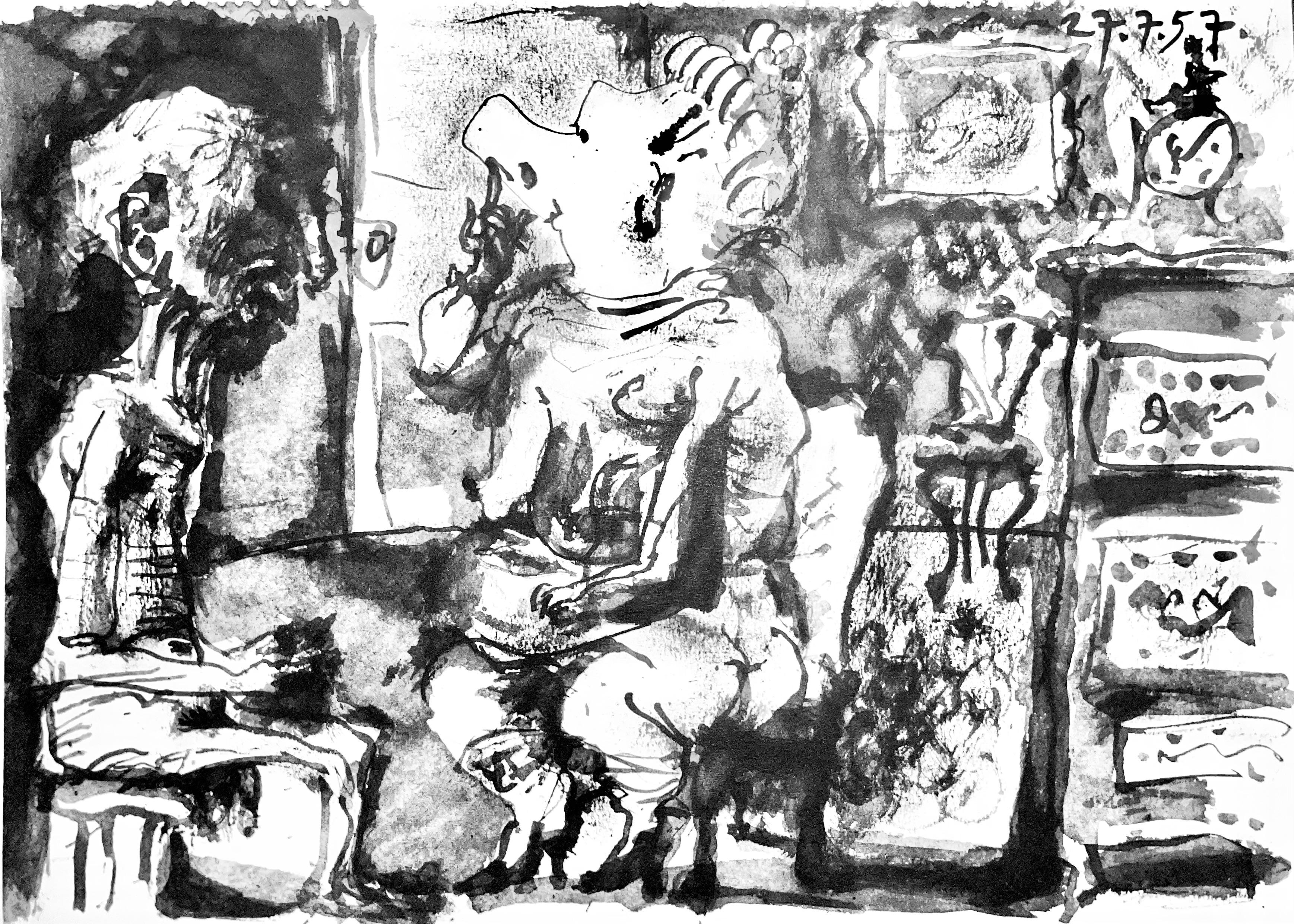 Héliogravure on vélin paper. Paper Size: 10.5 x 14.75 inches. Inscription: Unsigned and unnumbered, as issued. Notes: From the album, Pablo Picasso, Toros y toreros, 1961. Published by Les Éditions Cercle d'Art, Paris; printed by Bosson et Auclair,