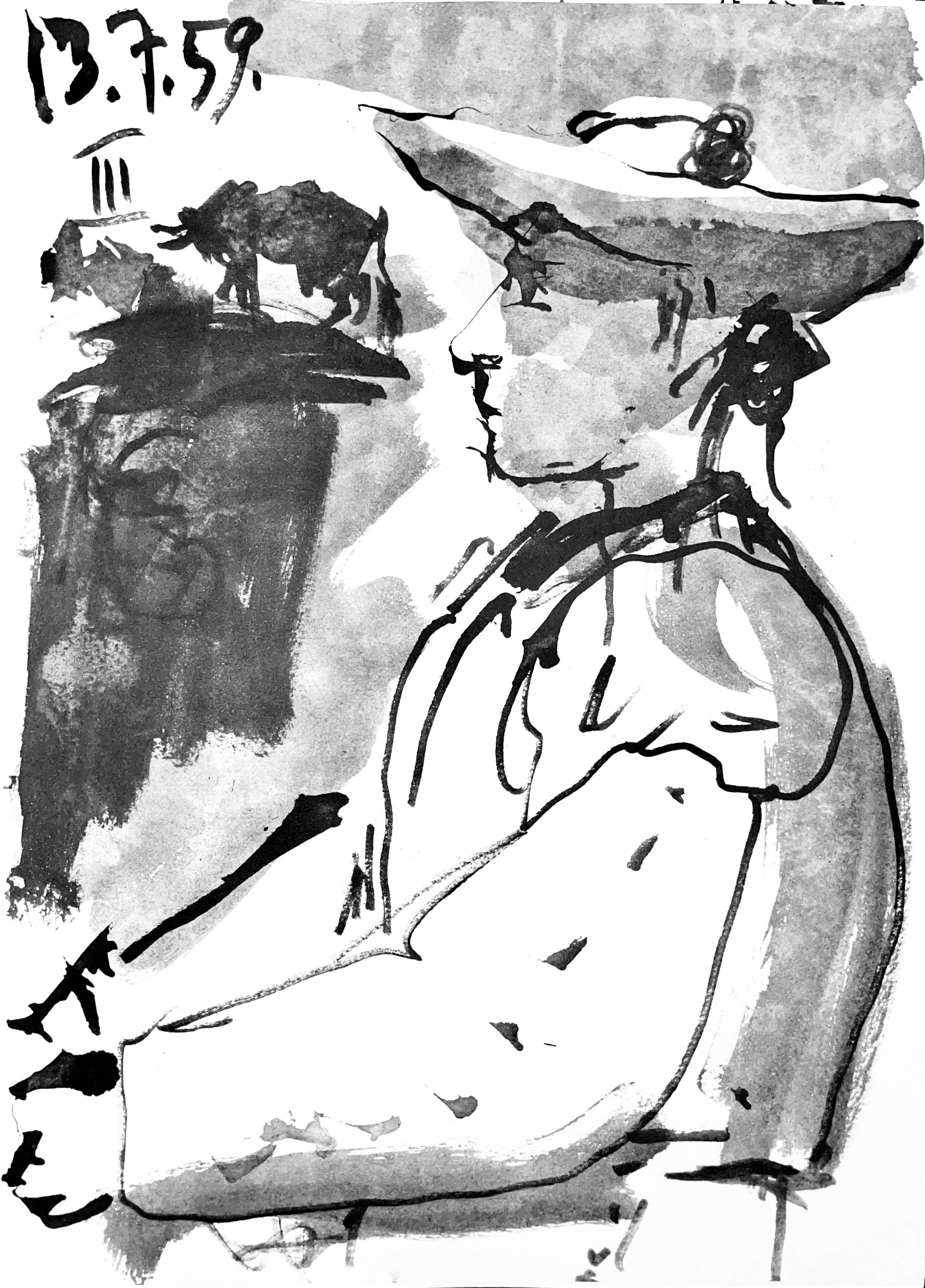 Héliogravure on vélin paper. Paper Size: 14.75 x 10.5 inches. Inscription: Unsigned and unnumbered, as issued. Notes: From the album, Pablo Picasso, Toros y toreros, 1961. Published by Les Éditions Cercle d'Art, Paris; printed by Bosson et Auclair,