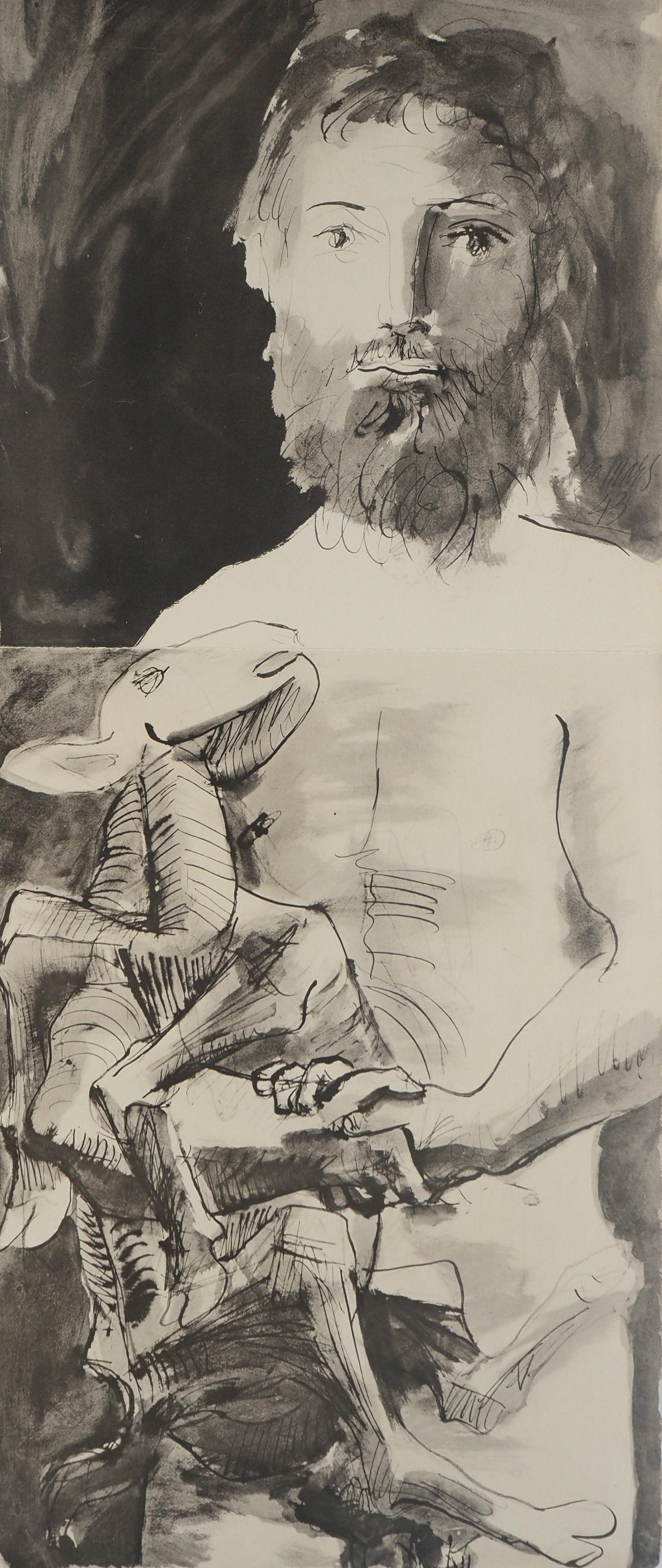 Picasso, Composition (Orozco 238), Picasso, La flûte double (d'après) - Print de Pablo Picasso