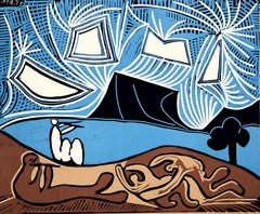 Picasso, Ehepaar und Flötist am Ufer eines Sees, Éditions Cercle d'Art (nach)