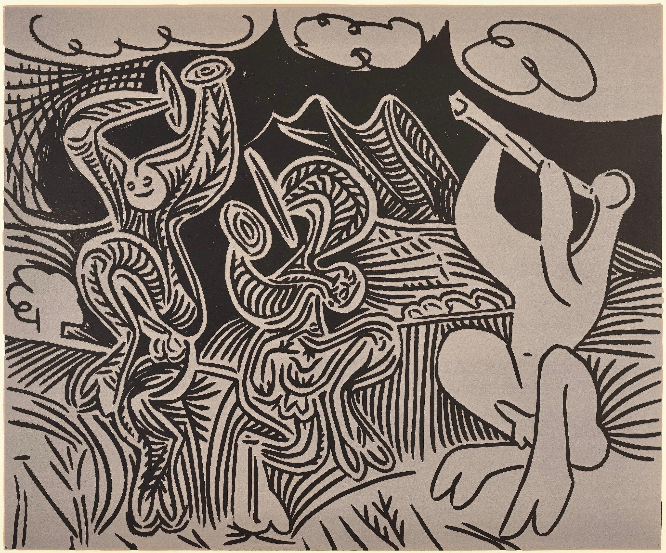 Picasso, Danseurs et musicien (Orozco 214), Grabados al linóleo (d'après)