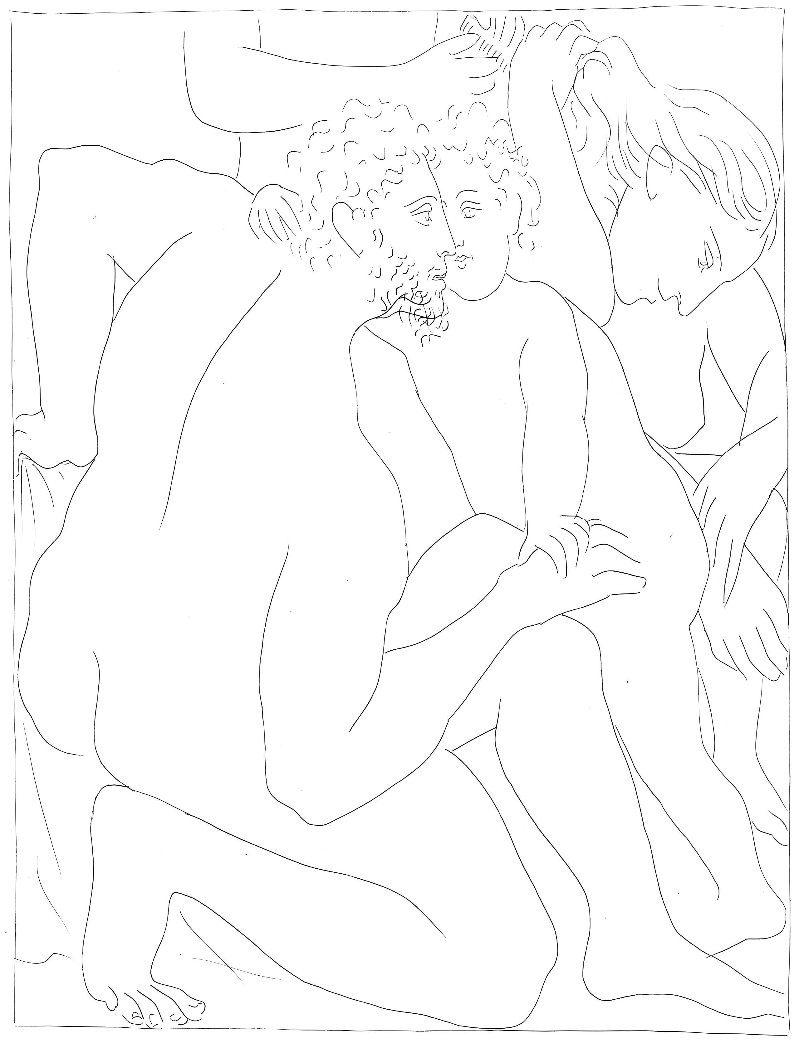 Pablo Picasso Figurative Print - Picasso, Deucalion et Pyrrha, Les Métamorphoses (after)