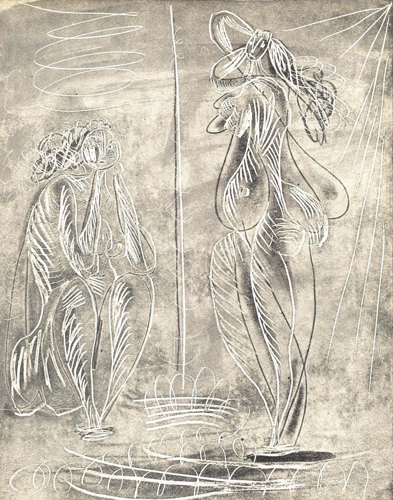 Pablo Picasso Figurative Print - Picasso, Deux femmes, La Chèvre-Feuille (after)