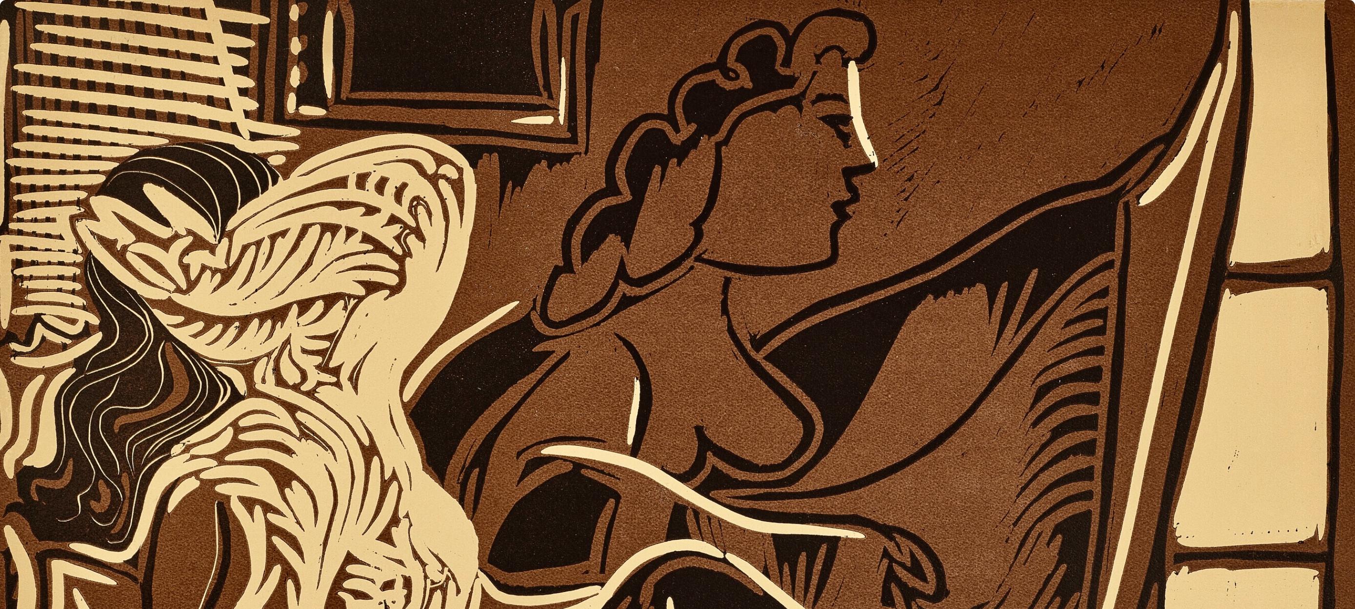 Picasso, Deux femmes près la fenêtre (Orozco 214), Grabados al linóleo (después) - Print de Pablo Picasso