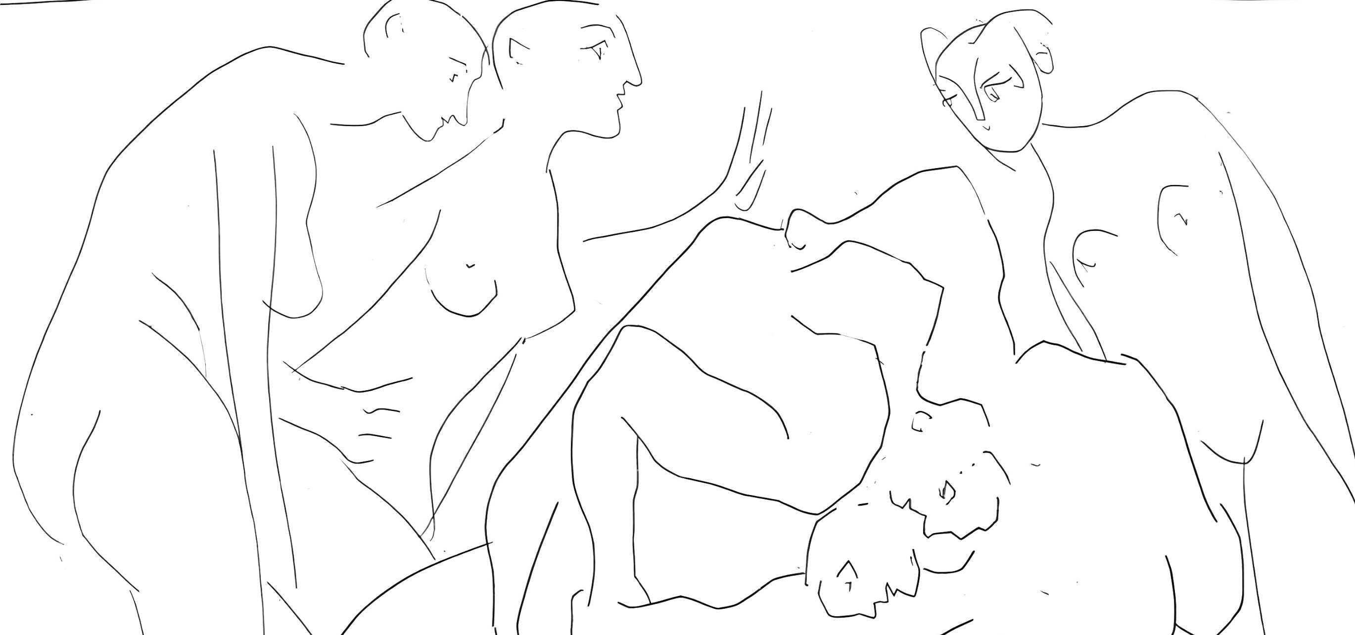 Picasso, Deux lutteurs observés par trois femmes nues, Les Métamorphoses (after) - Print by Pablo Picasso