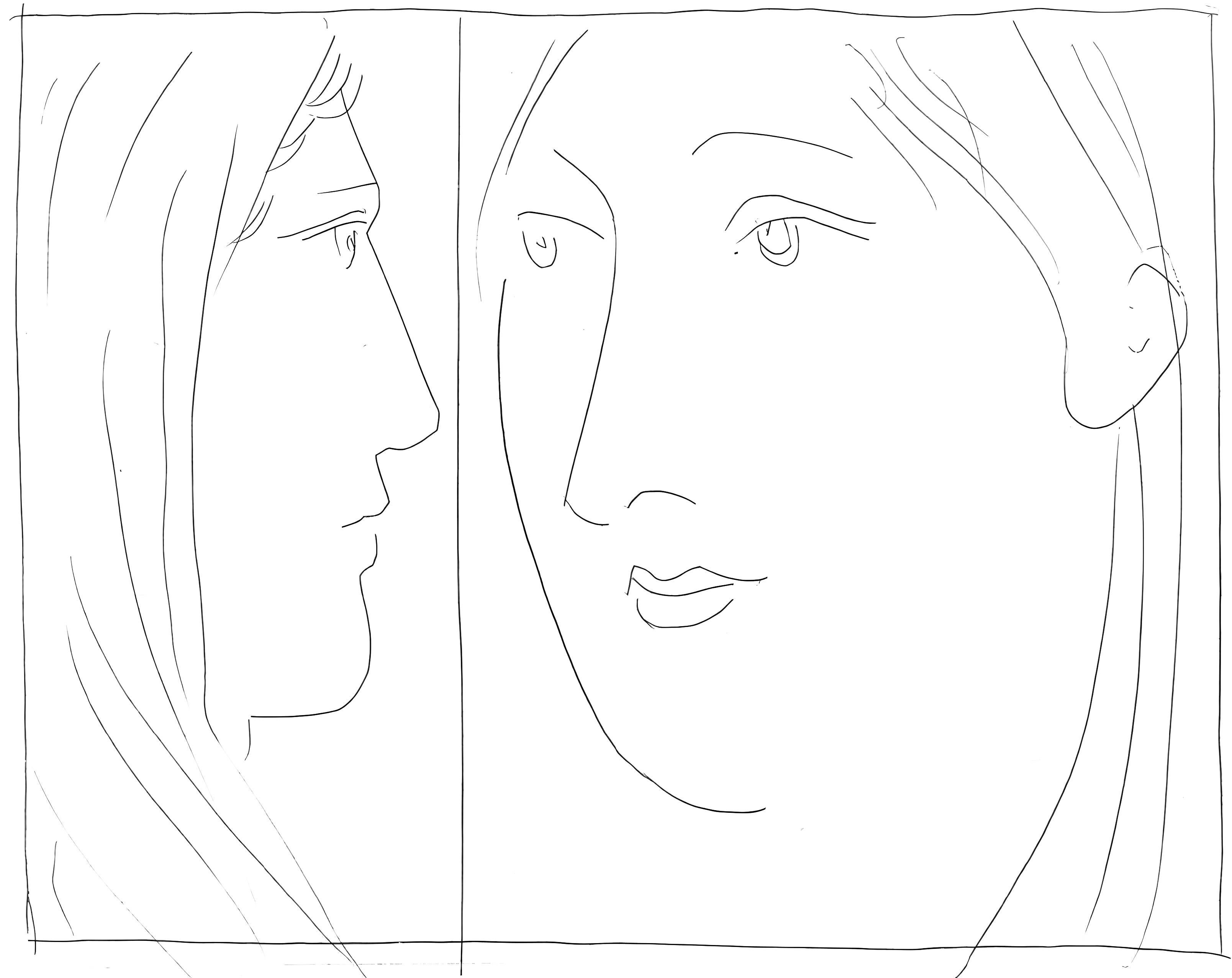 Pablo Picasso Figurative Print - Picasso, Deux têtes de femme, Les Métamorphoses (after)