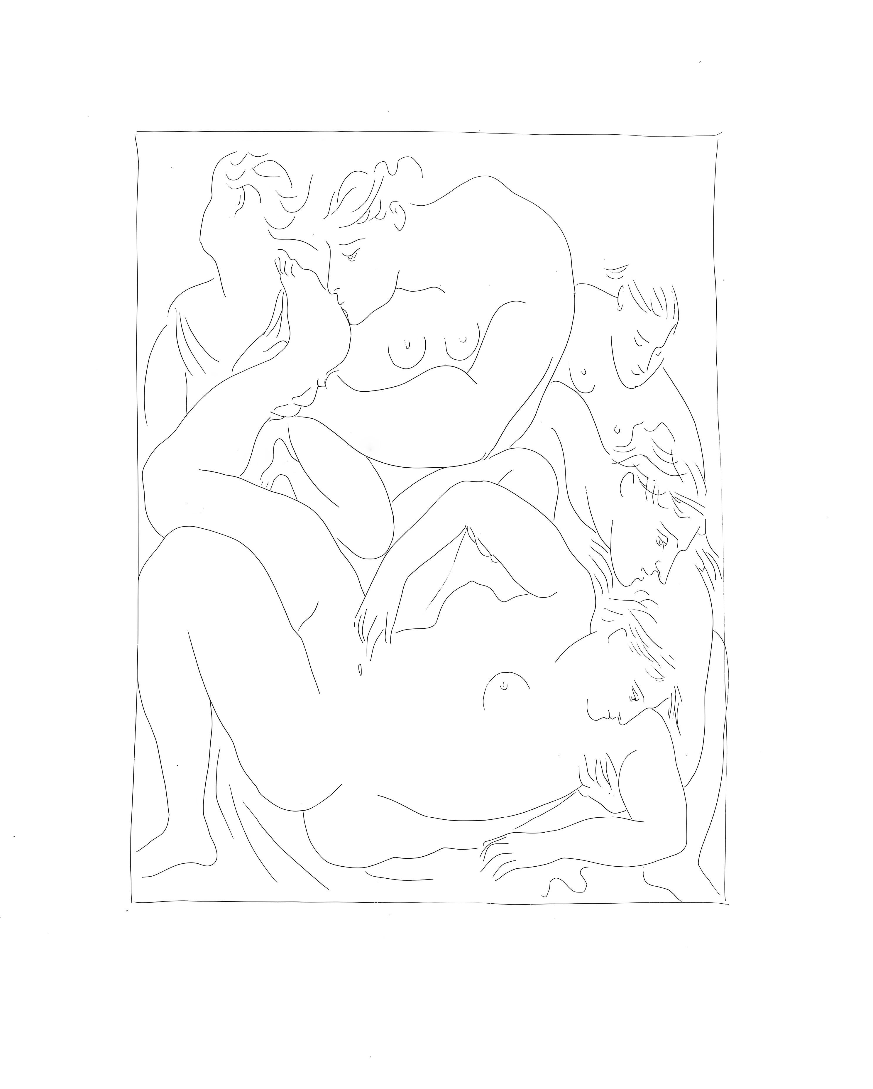 Lithograph on vélin papier Vergé fin blanc des papeteries de Bellerive paper. Paper size: 11.02 x 8.66 inches. Inscription: Unsigned and unnumbered, as issued. Notes: From the folio, Suite des reproductions des Eaux-fortes de Pablo Picasso pour