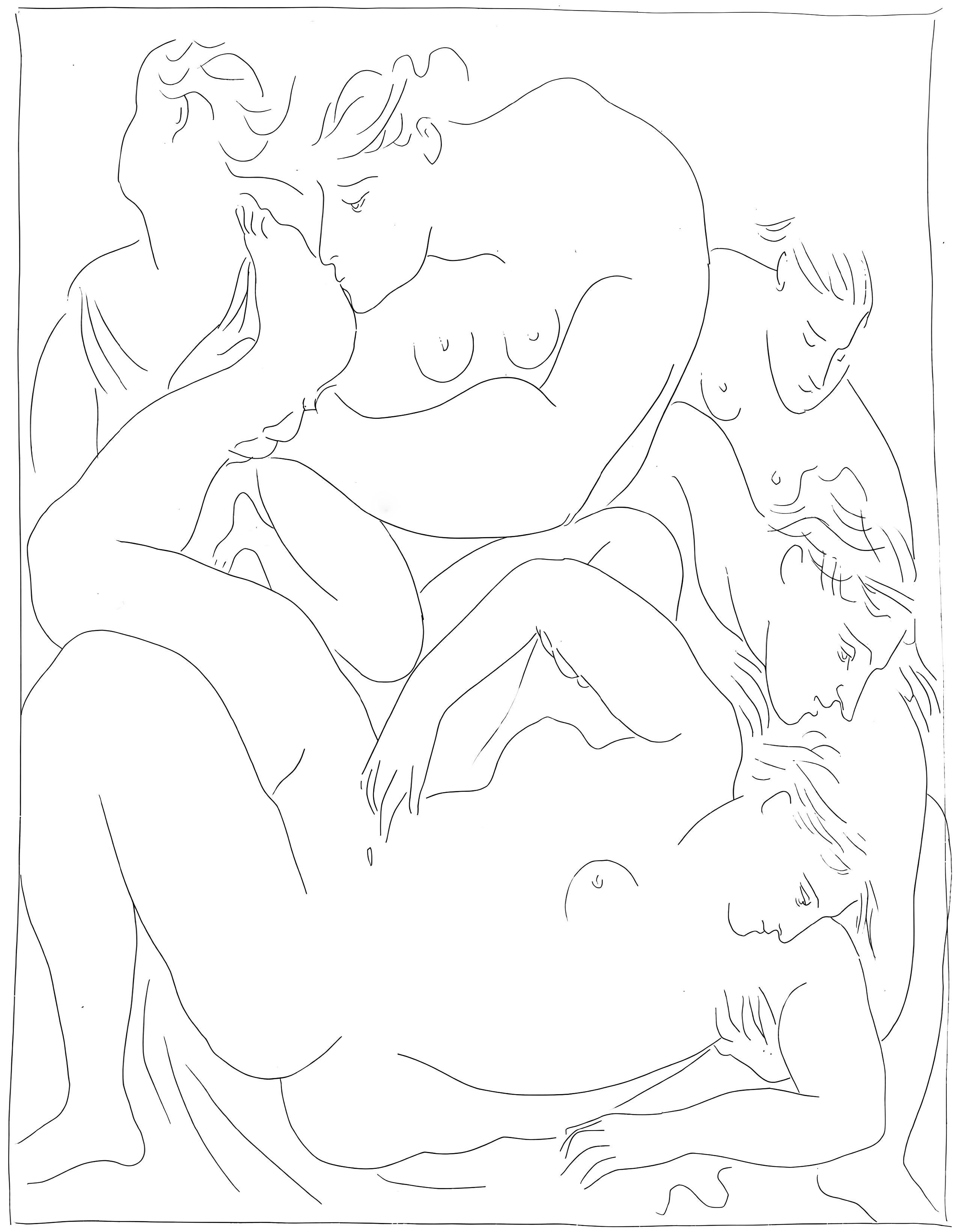 Pablo Picasso Abstract Print - Picasso, Eurydice piquée par un serpent, Les Métamorphoses (after)