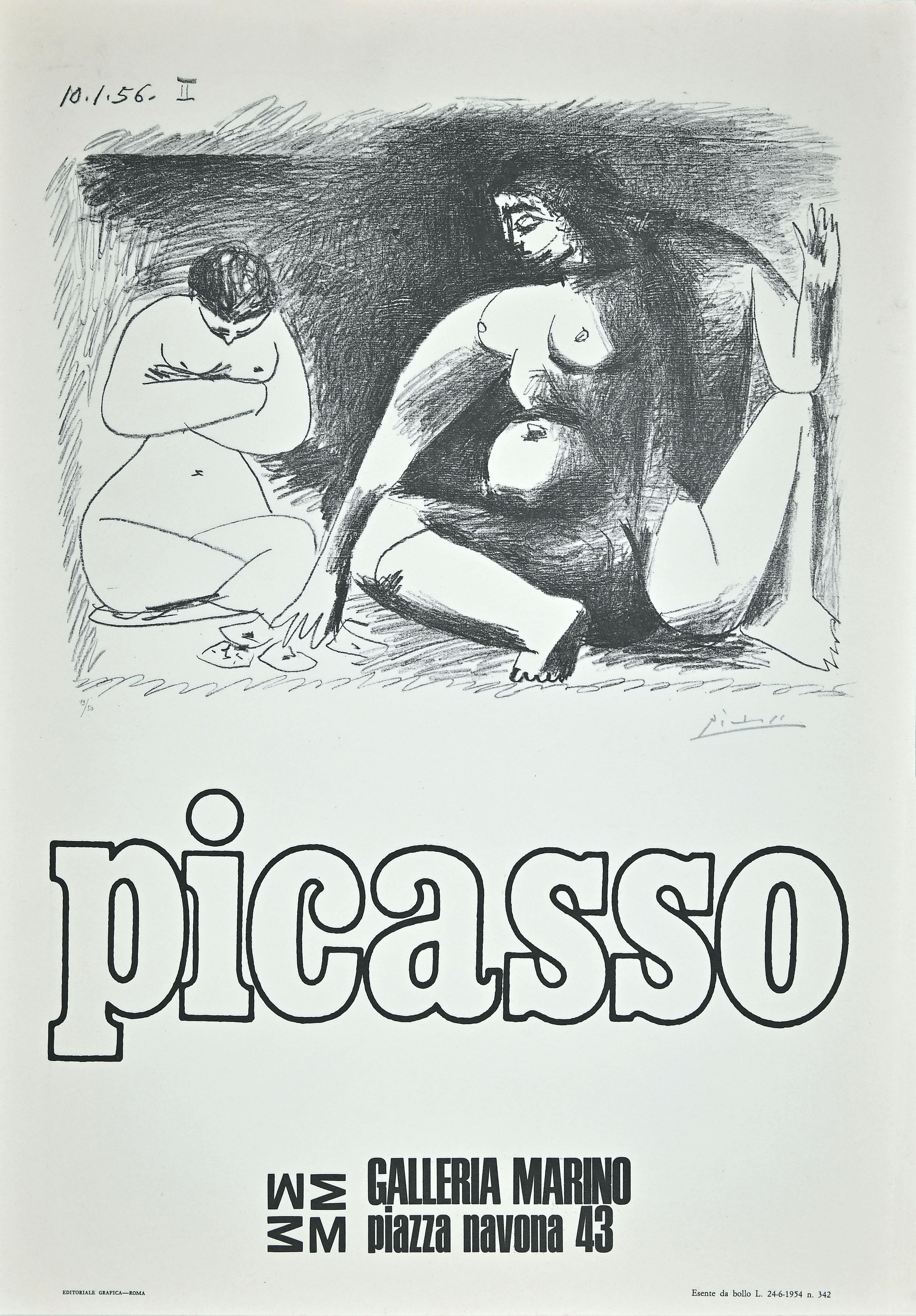 Affiche d'exposition de Picasso - Offset original de Picasso (d'après) - 1974