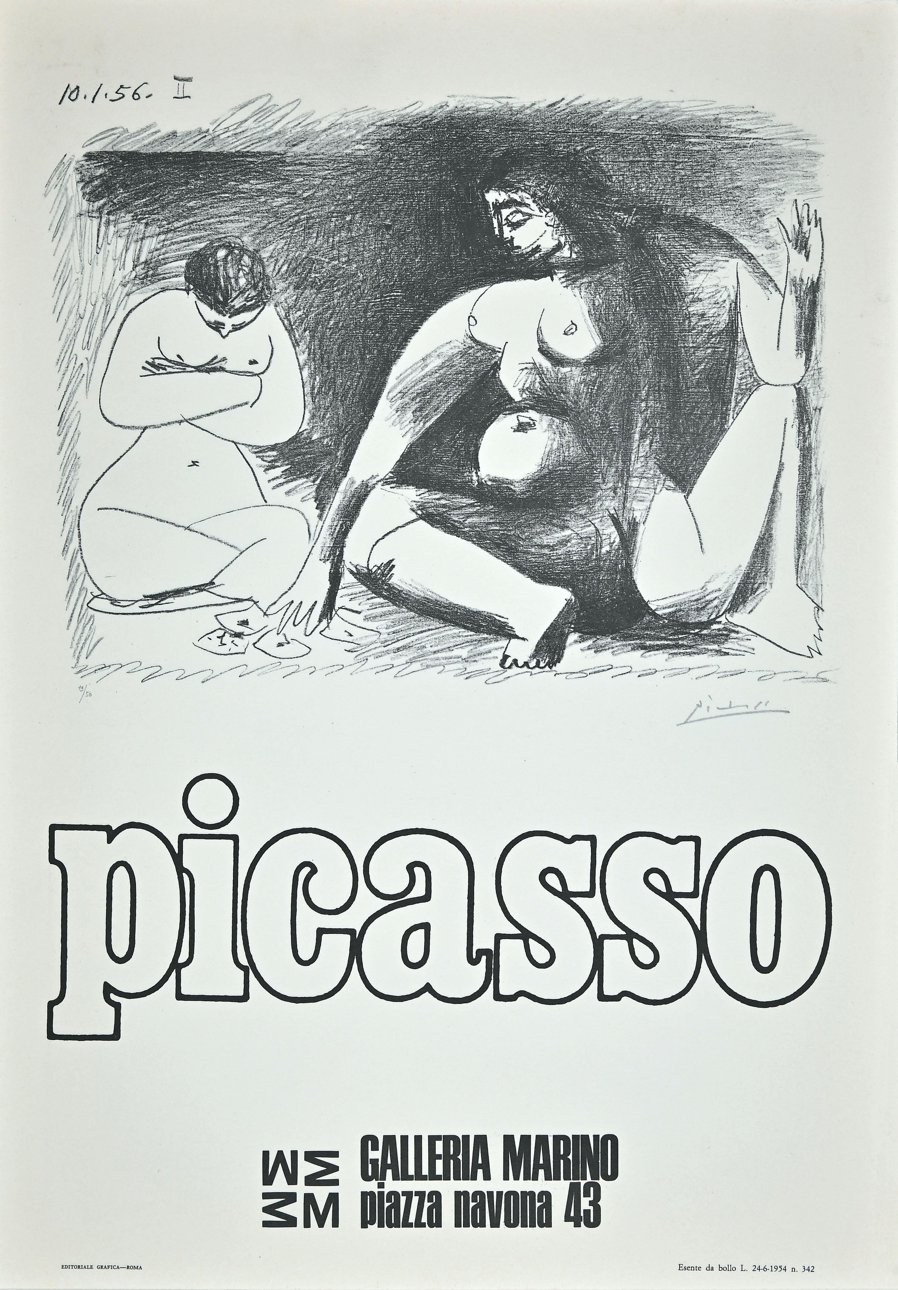 Picasso-Ausstellungsplakat - Original Offset, Picasso (nachdem) - 1974