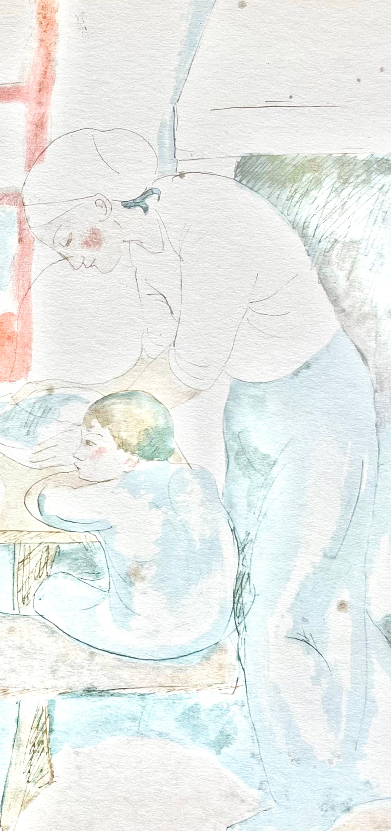Picasso, Family at Supper (Orozco 95), Picasso (after) - Gray Landscape Print by Pablo Picasso