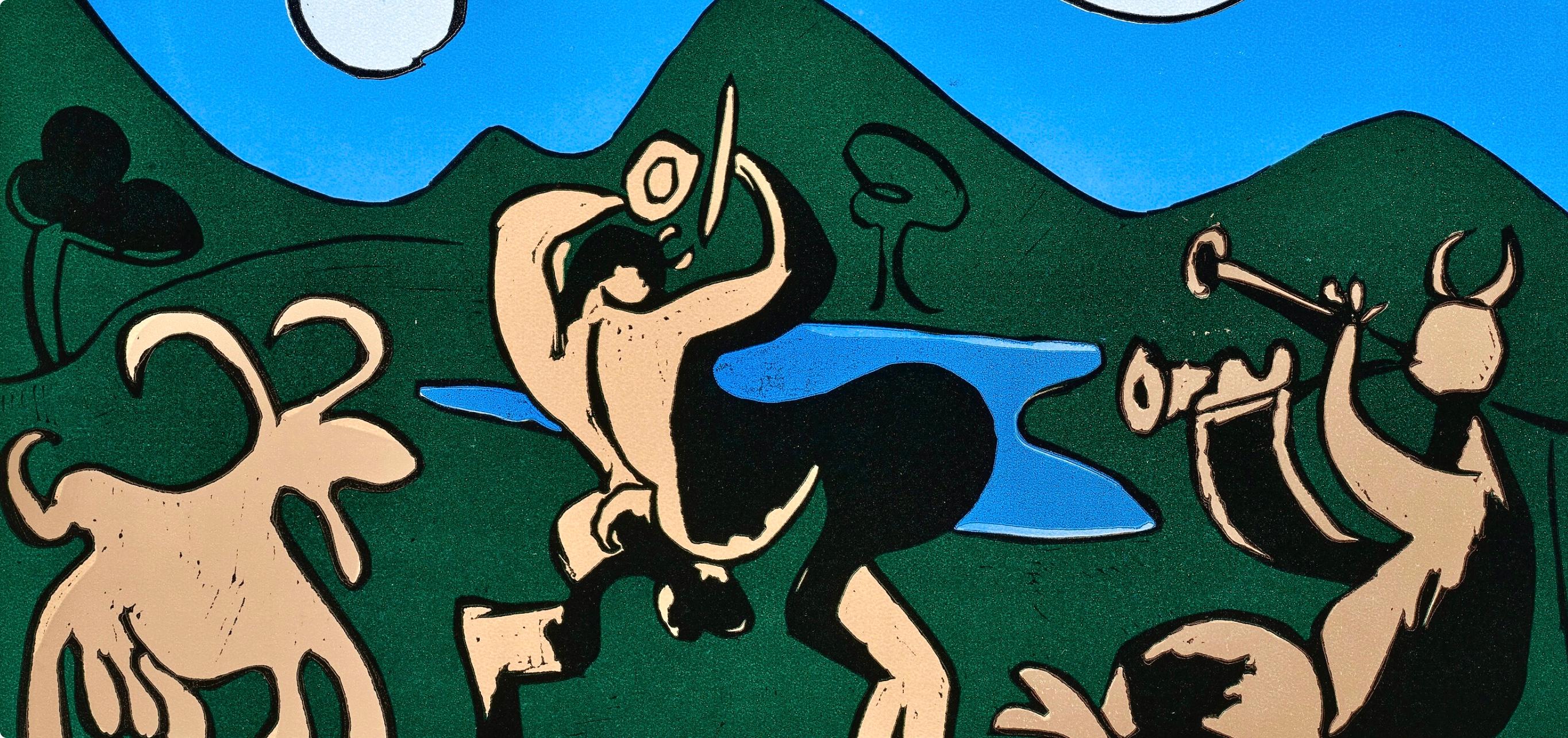Picasso, Faunes et chèvre (Orozco 214), Grabados al linóleo (nach) – Print von Pablo Picasso