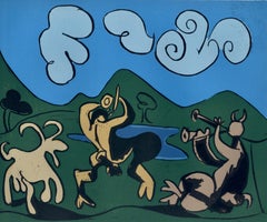 Vintage Picasso, Fauns and Goat, Pablo Picasso-Linogravures (after)