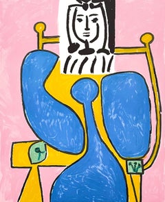 Picasso, Femme Assise à la Robe Bleu (après)