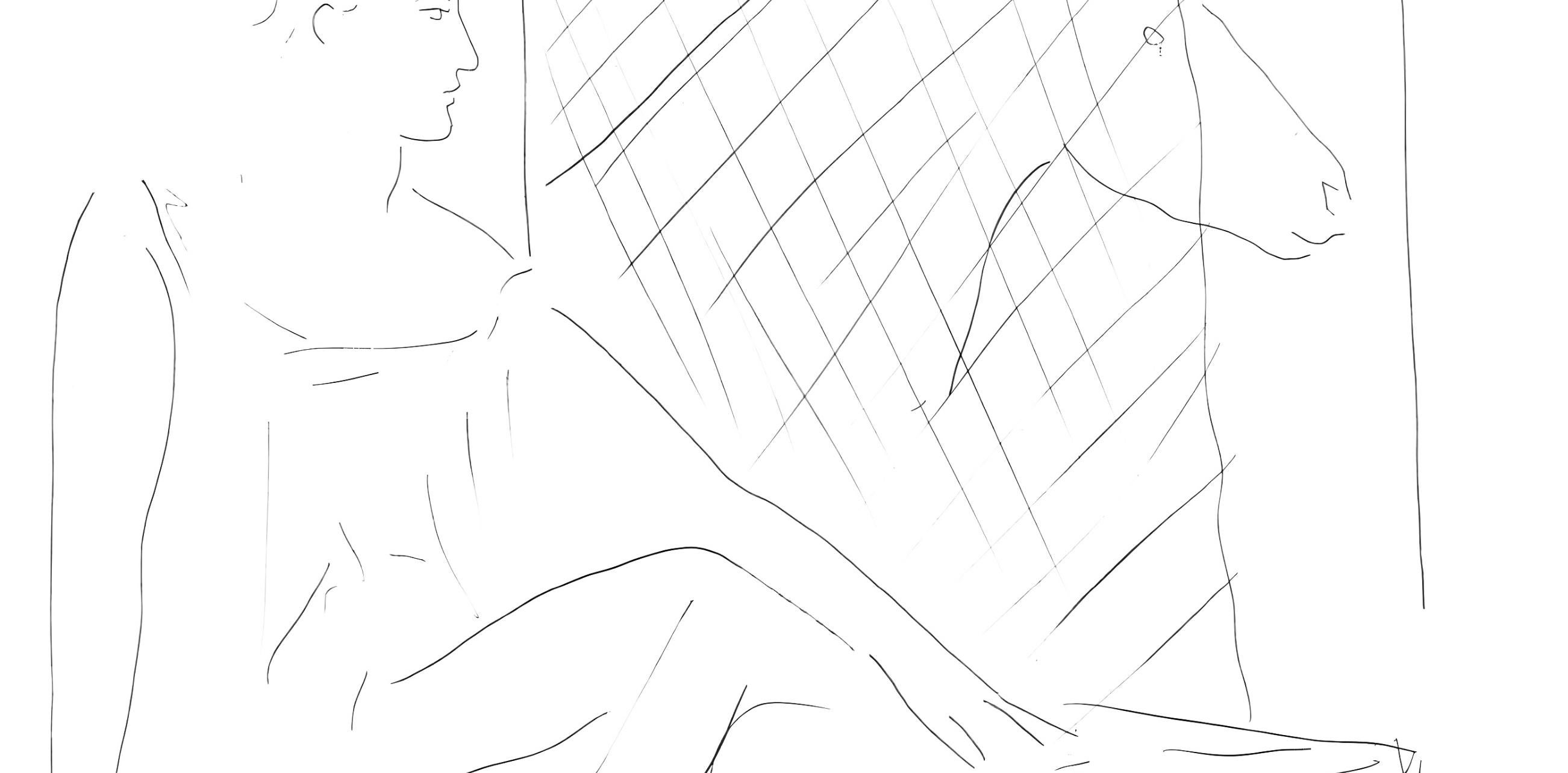 Picasso, Femme assise et cheval, Les Métamorphoses (after) - Cubist Print by Pablo Picasso