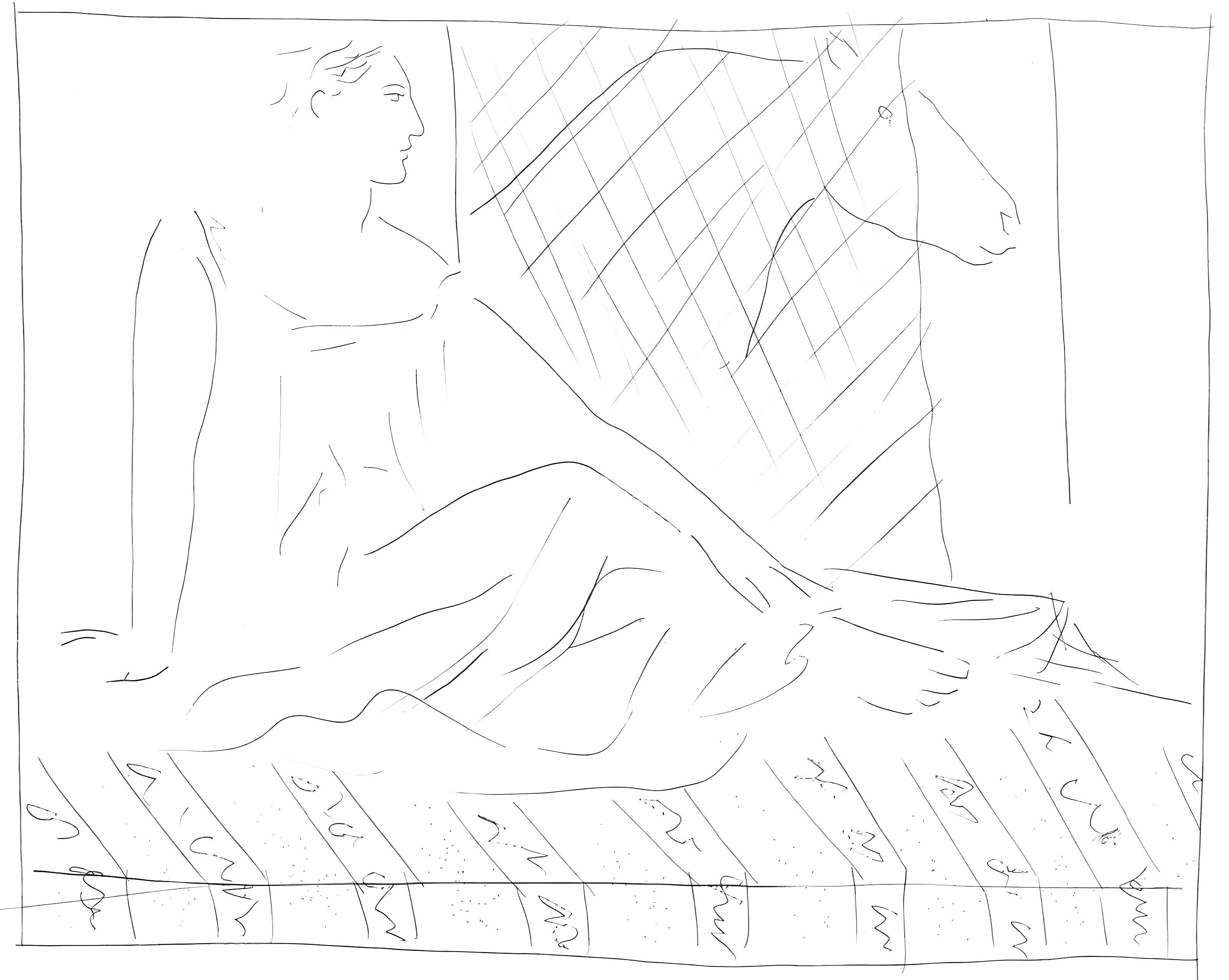 Pablo Picasso Figurative Print - Picasso, Femme assise et cheval, Les Métamorphoses (after)