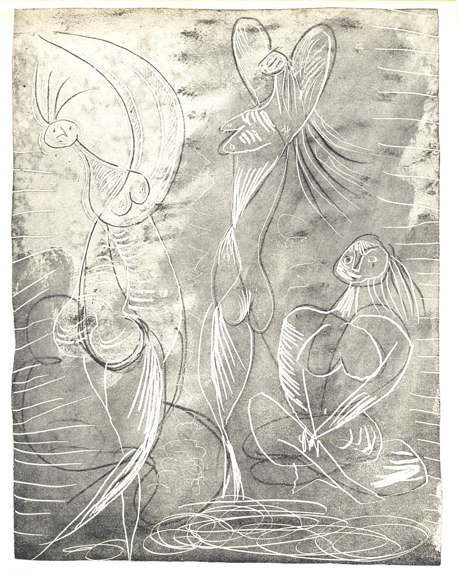 Engraving and Zincograph on vélin Lafuma-Navarre paper. Inscription: Unsigned and unnumbered, as issued.  Good condition. Notes: From the volume, La Chèvre-Feuille, 1943. Published by Robert J. Godet, Éditeur, Paris; printed by Atelier