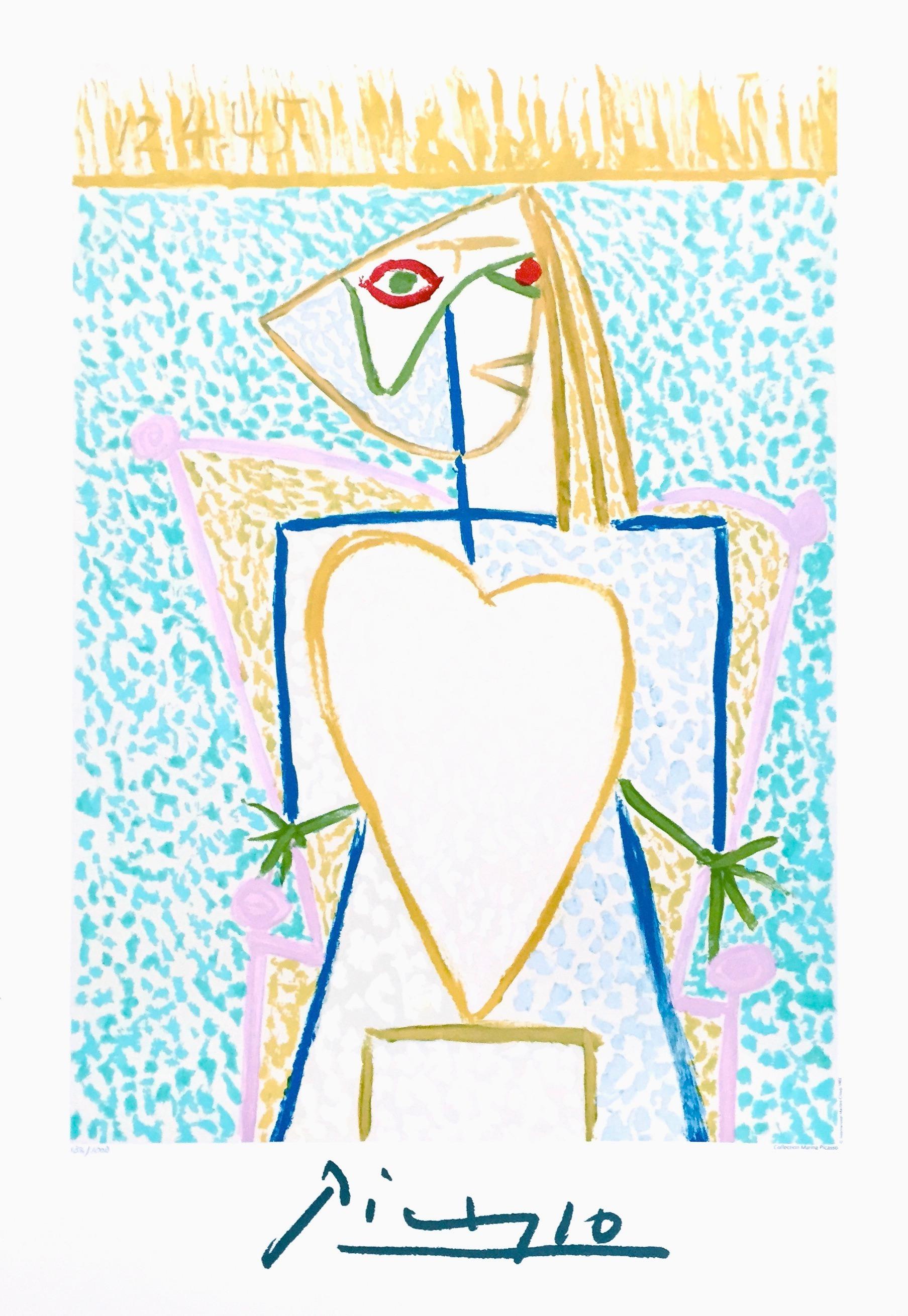 Pablo Picasso Figurative Print - Picasso, Femme au Buste en Coeur (after)