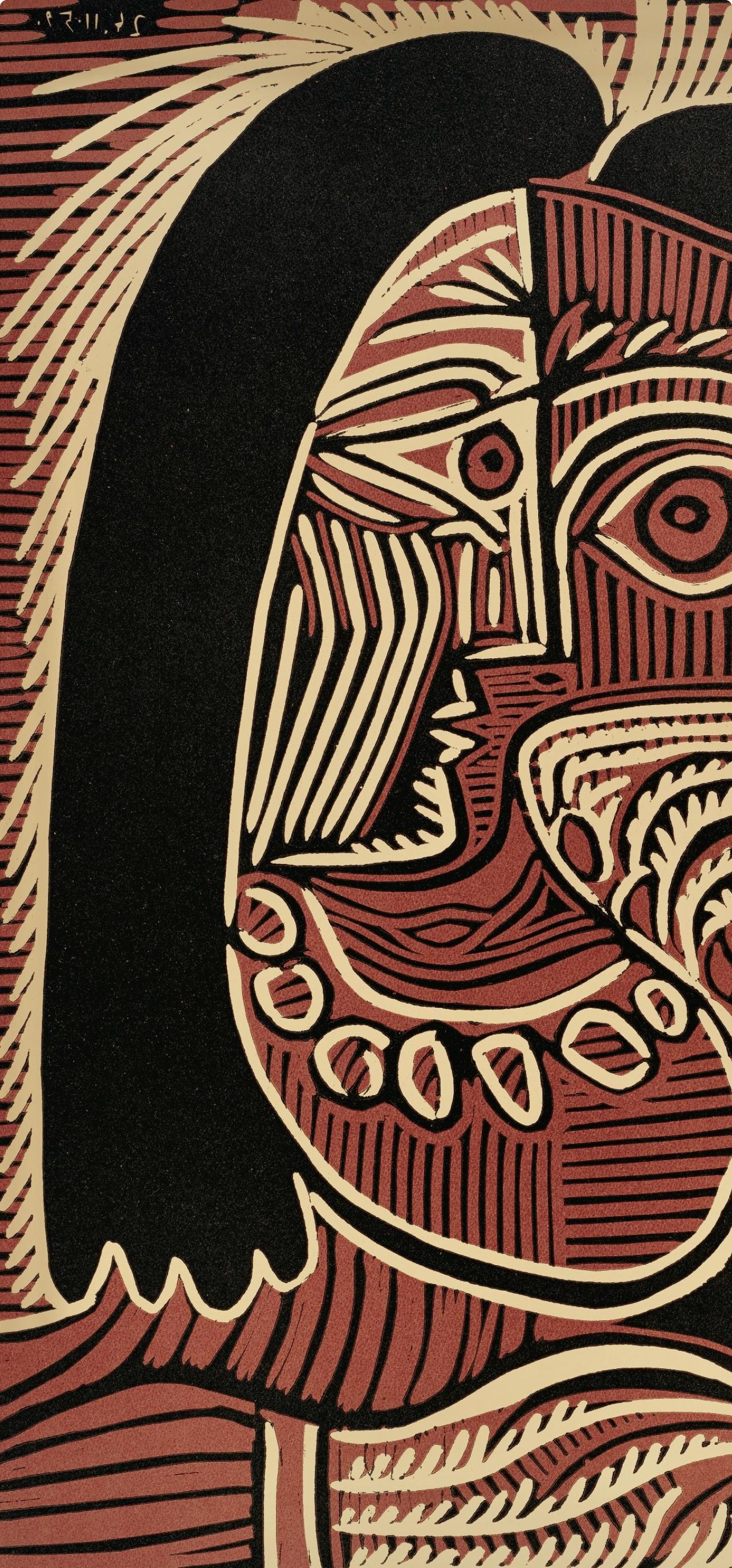 Picasso, Femme au collier (Orozco 214), Grabados al linóleo (nach) (Kubismus), Print, von Pablo Picasso
