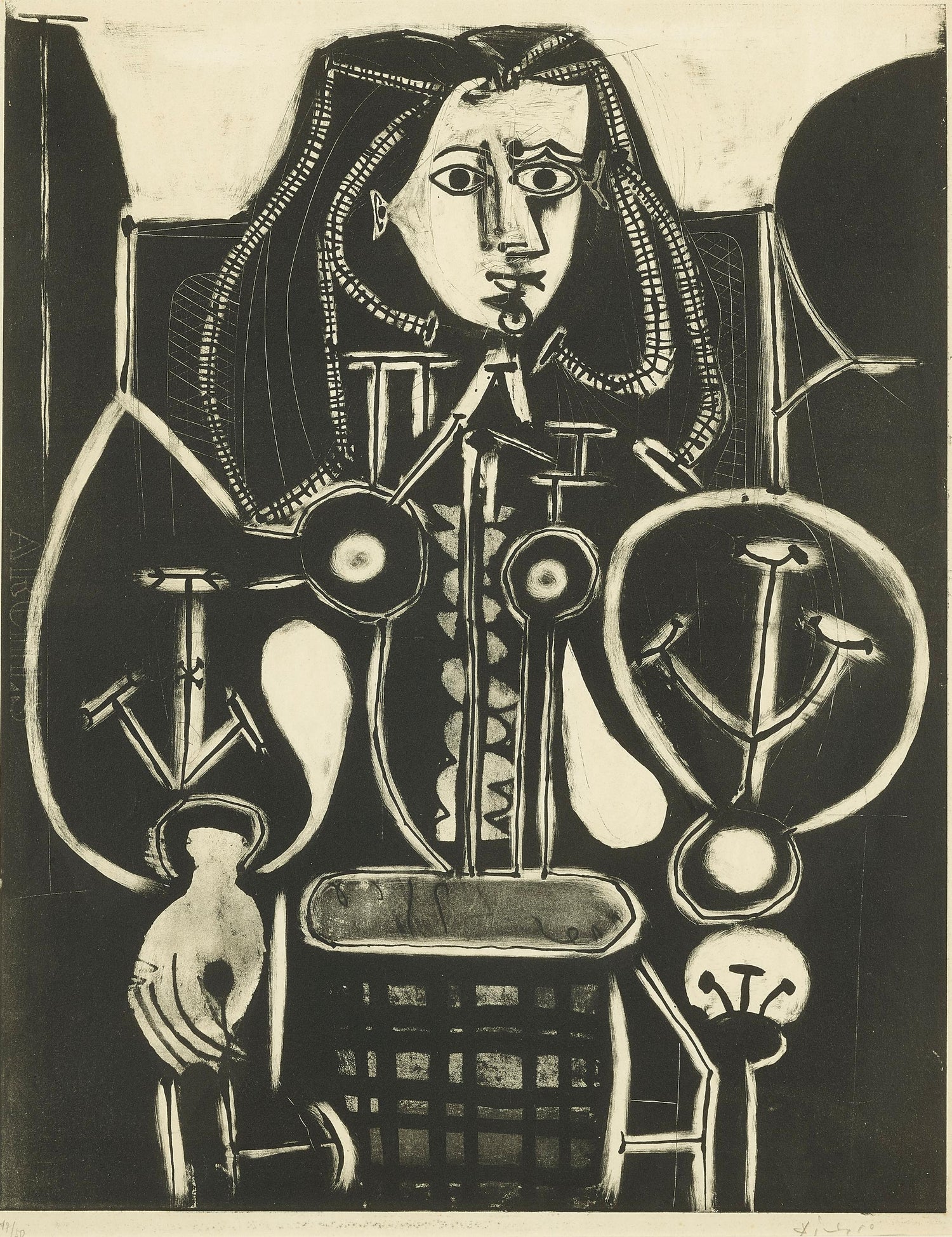 fritid Guinness Egypten Pablo Picasso - Pablo Picasso, "The Woman with a Hair Net," original  lithograph, hand signed For Sale at 1stDibs
