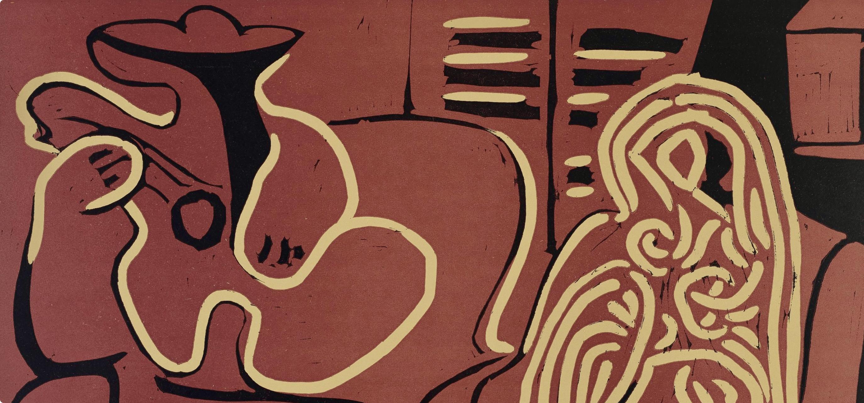 Picasso, Femme dans un fauteuil (Orozco 214), Grabados al linóleo (después) - Print de Pablo Picasso