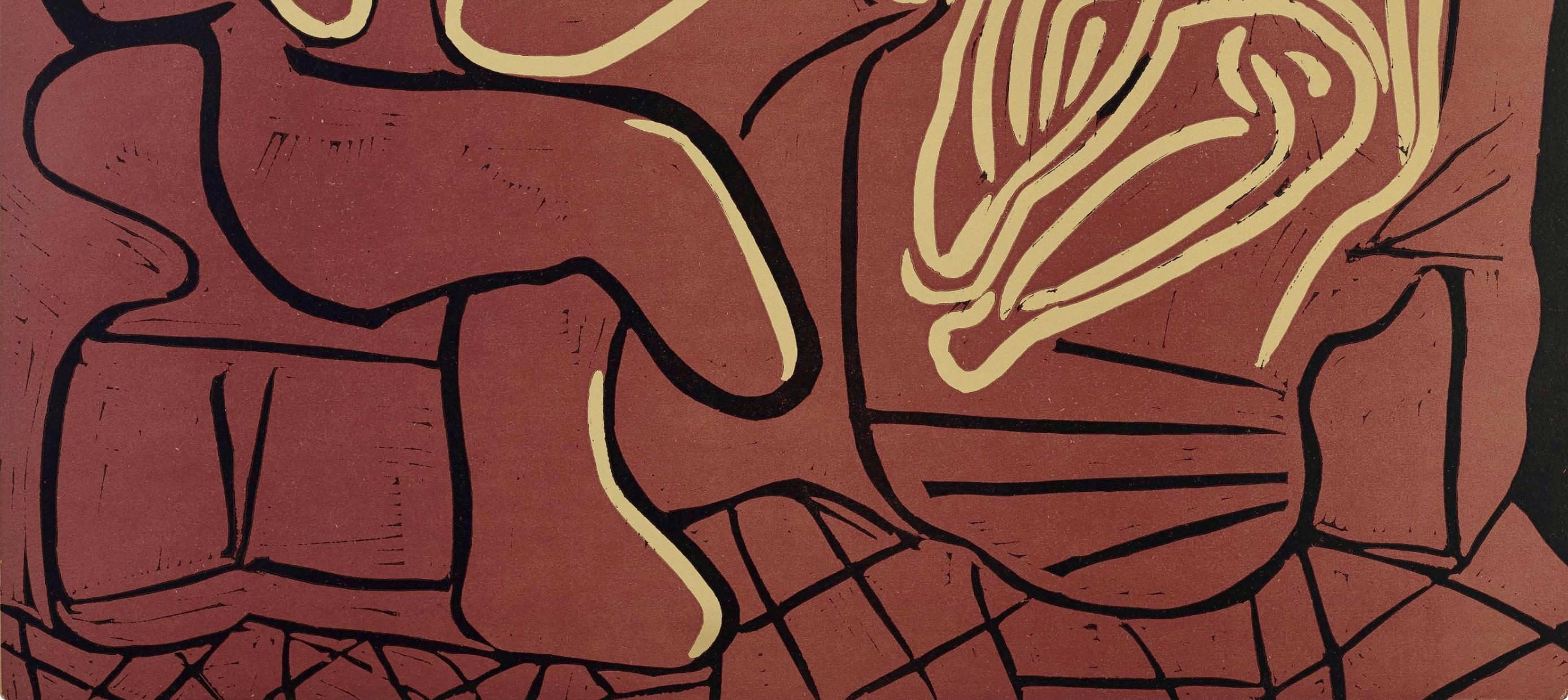Picasso, Femme dans un fauteuil (Orozco 214), Grabados al linóleo (después) - Print Cubista de Pablo Picasso