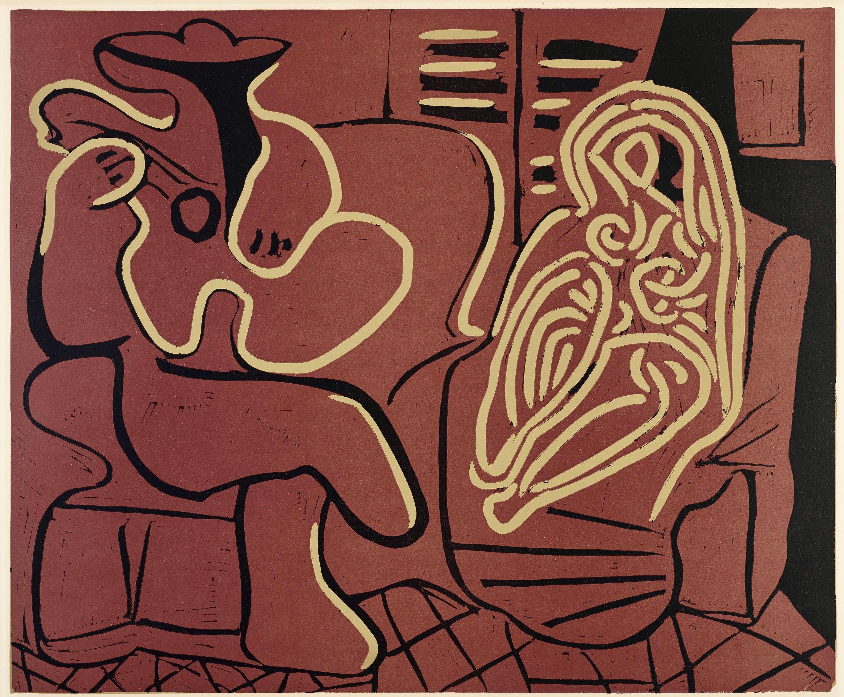 Picasso, Femme dans un fauteuil (Orozco 214), Grabados al linóleo (after)