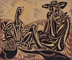 Vintage Picasso, Grape Gatherers, Pablo Picasso-Linogravures (after)