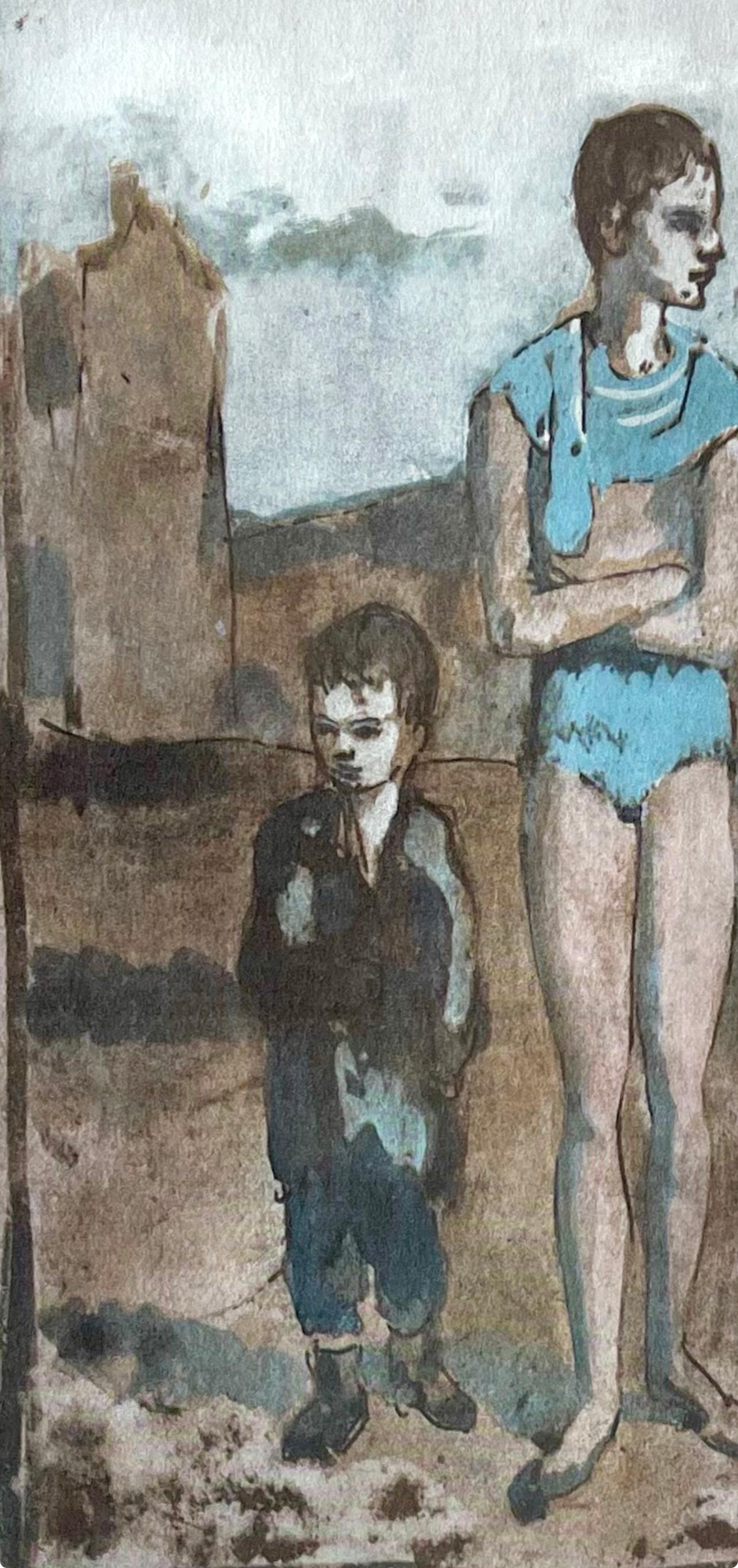 Picasso, Harlequin and Boy (Orozco 95), Picasso (after) - Cubist Print by Pablo Picasso